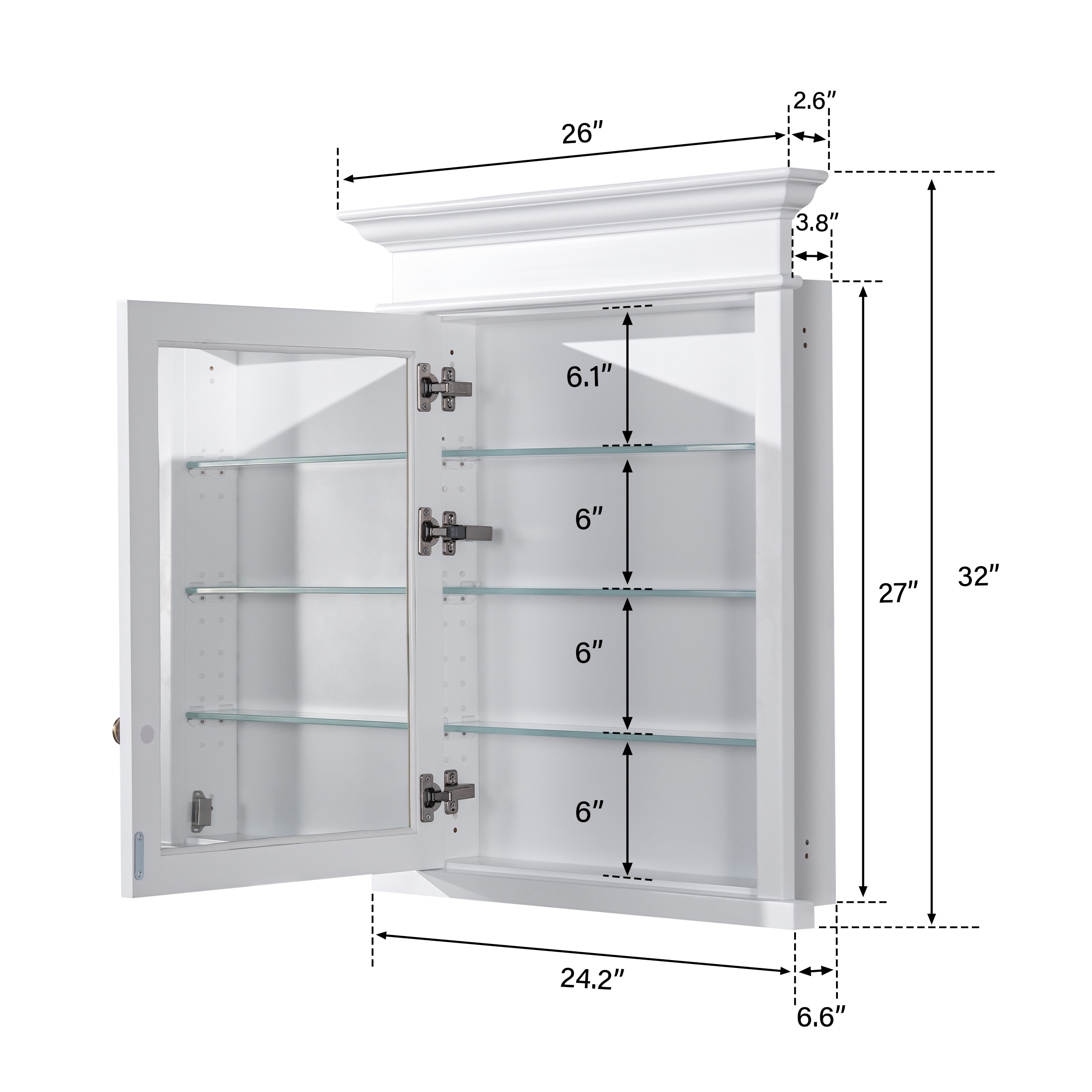 WELLFOR D2632MCL-WT Bathroom-Medicine-Cabinets - View #15