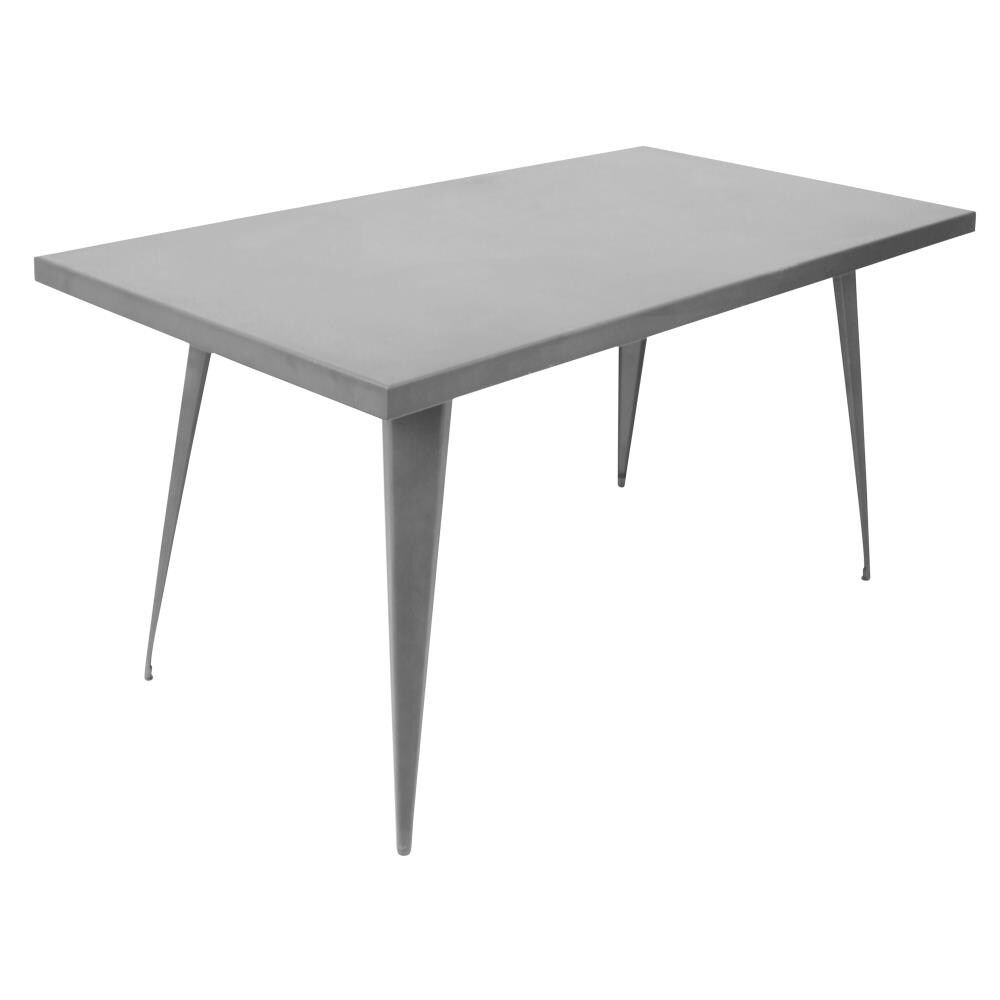 LumiSource DT-TW-AU6032 GY Austin Matte Grey Transitional Dining Table, Metal with Matte Grey Metal Base 59-in L x 30-in H
