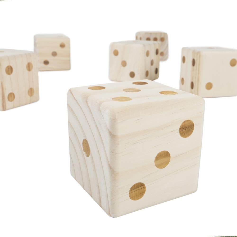 Toy Time 542906EBU Giant Wooden Yard Dice Outdoor Lawn Game, 6 Playing Dice with Carrying Case for Kids and Adults Outdoor Wood Outdoor multi game with Case