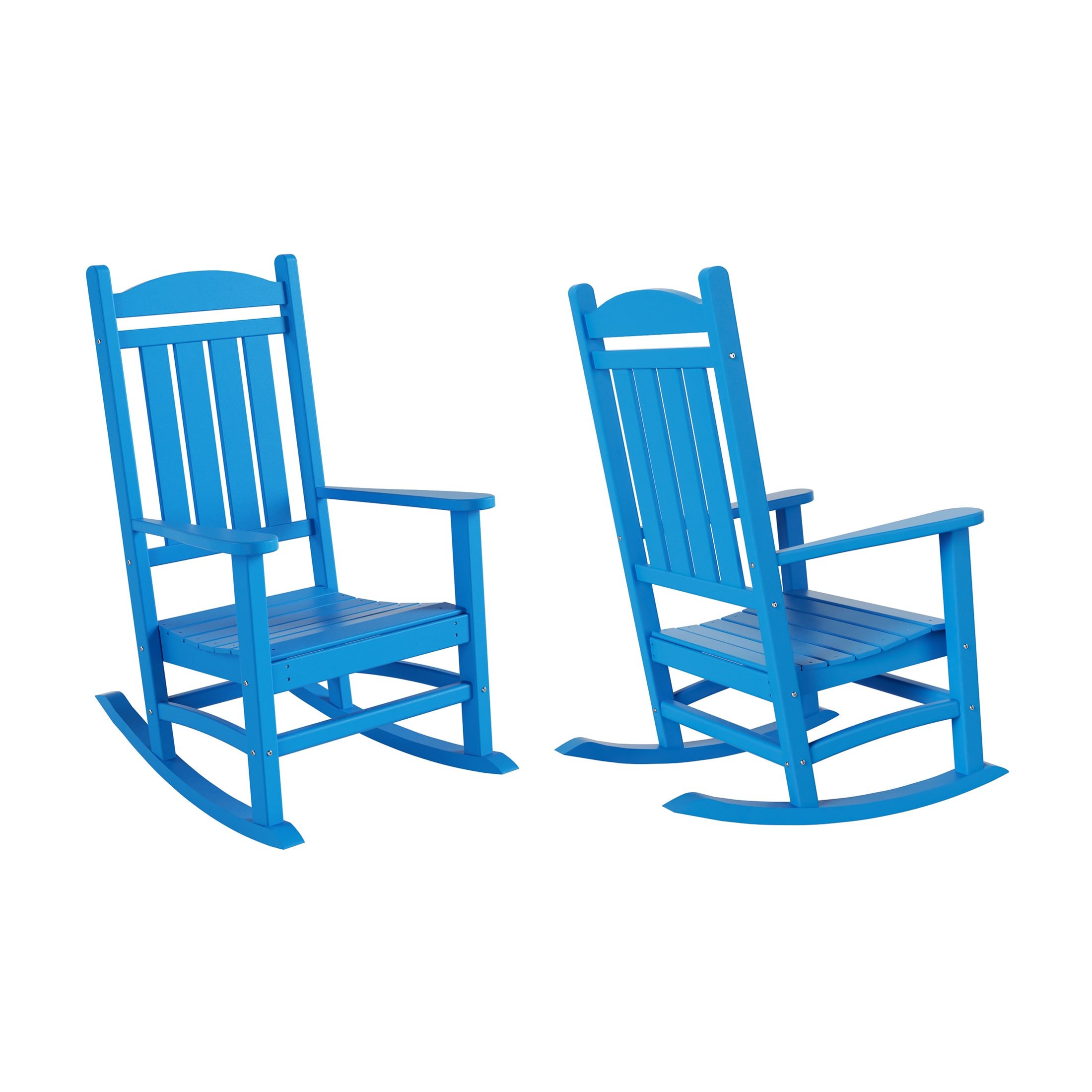 Westin Furniture OP5001-PB2 Laguna Set of 2 Pacific Blue HDPE Frame Rocking Chair with Slat Seat