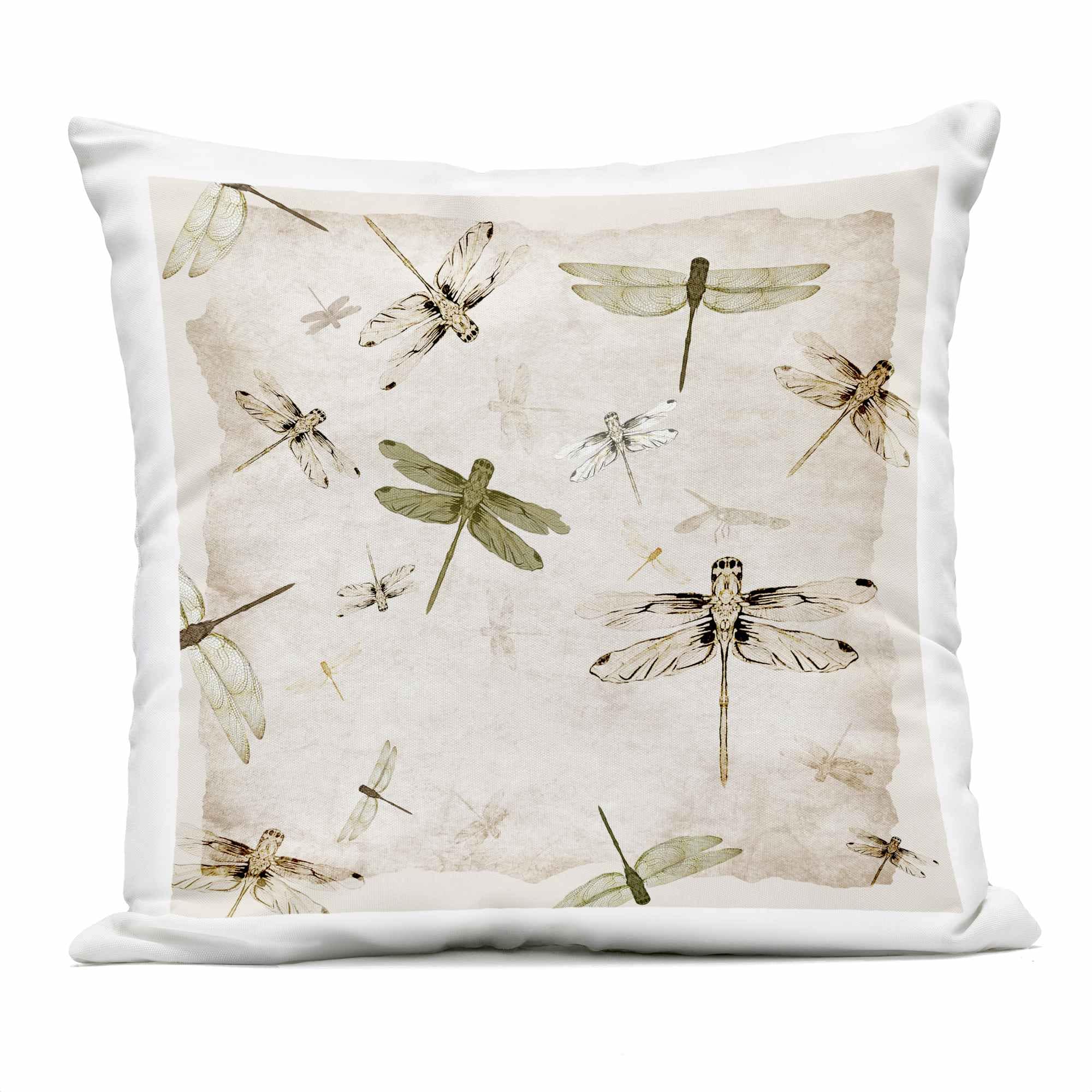 Stupell Industries PLQ-186-OSQ-18X18  Vintage Grace Dragonflies Outdoor Printed Pillowdesign by Jacob Q 18 x 18