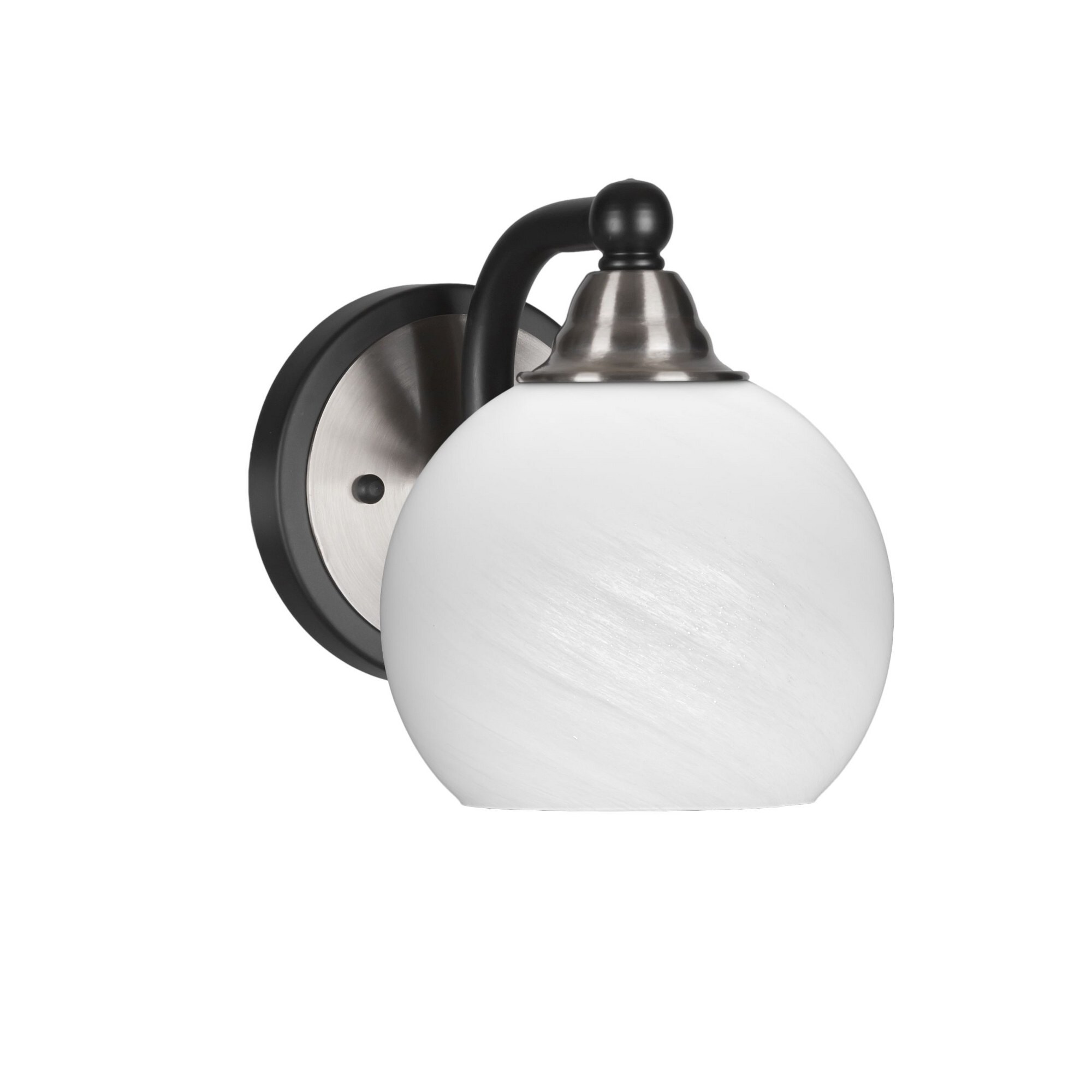 Toltec Paramount - 1 Light Wall Sconce-7.25 Inches Tall and 5.75 Inches Wide-Matte Black/Brushed Nickel Finish-White Marble Gla