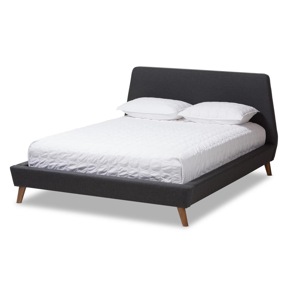 Baxton Studio Sinclaire Charcoal Queen Wood Upholstered Bed in the