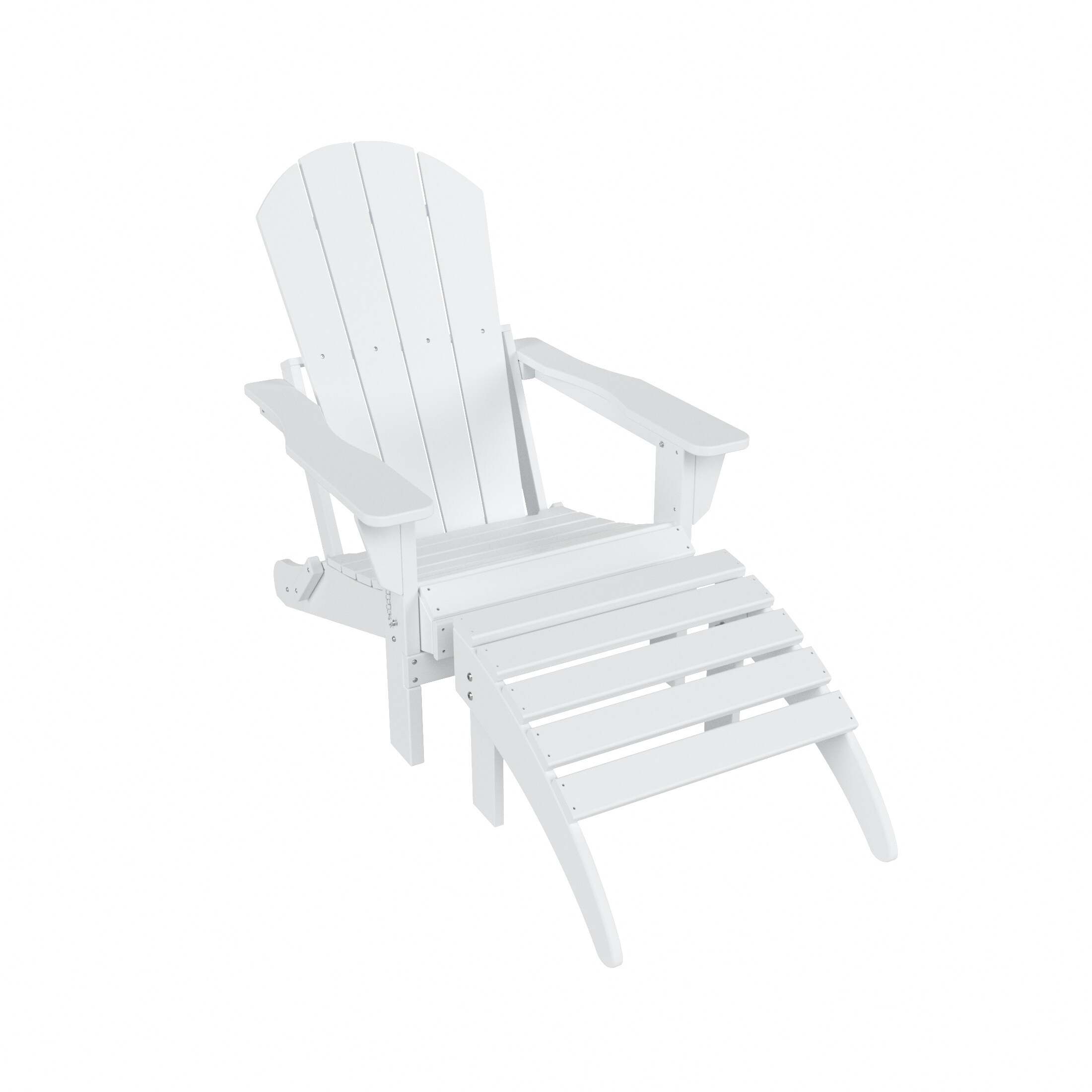 Westin Furniture 2001ADOT-WH Laguna White HDPE Frame Stationary Adirondack Chair with Slat Seat