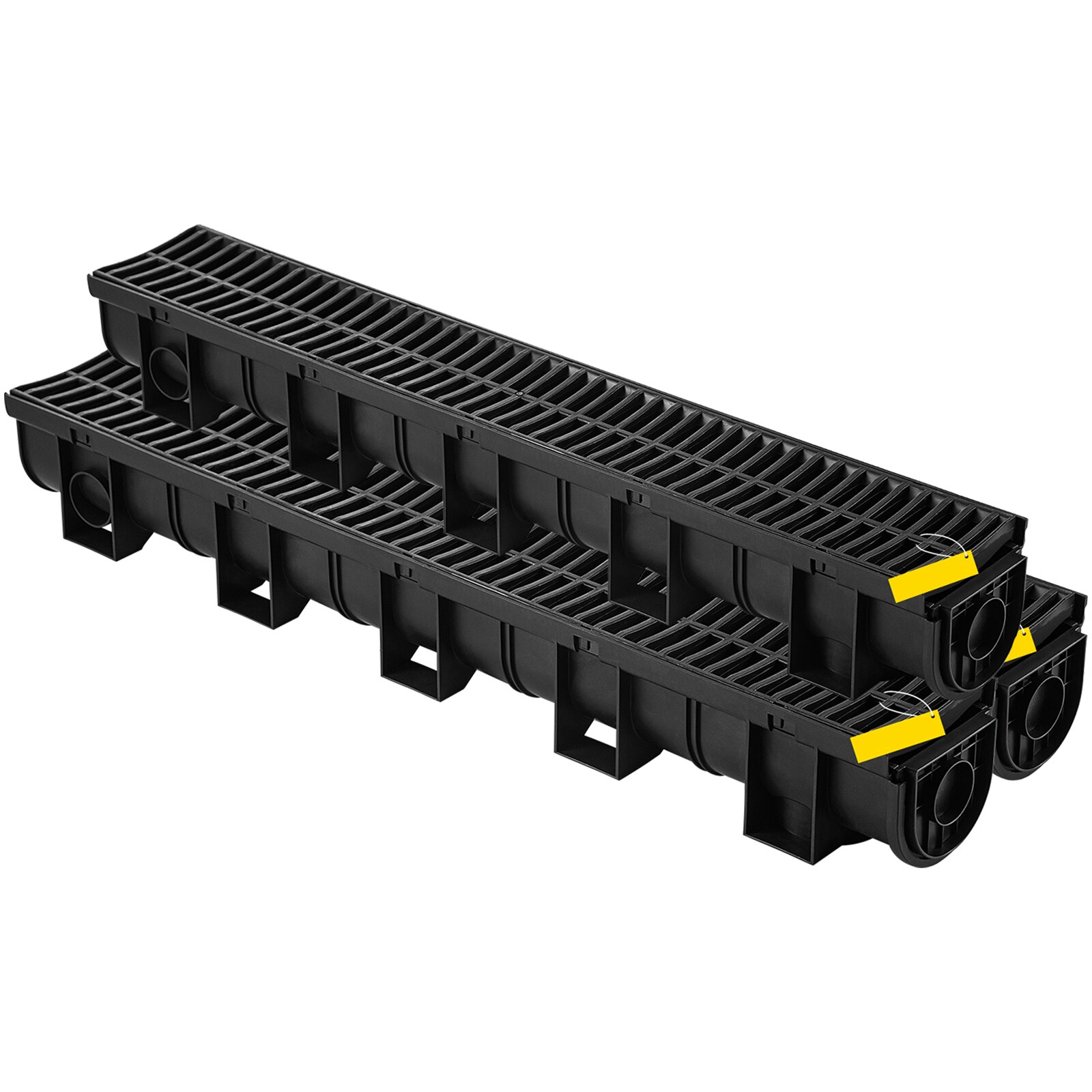 SVOPES HDPE Trench Drain System. 5.8x5.2x39.4inch Core Drainage Channel. Plastic Grate. Black Garage Floor Drain. 3x39inch Grate. 3 End Caps. Ideal for Garden and Driveway #SVOPESPSLGM1001051V0