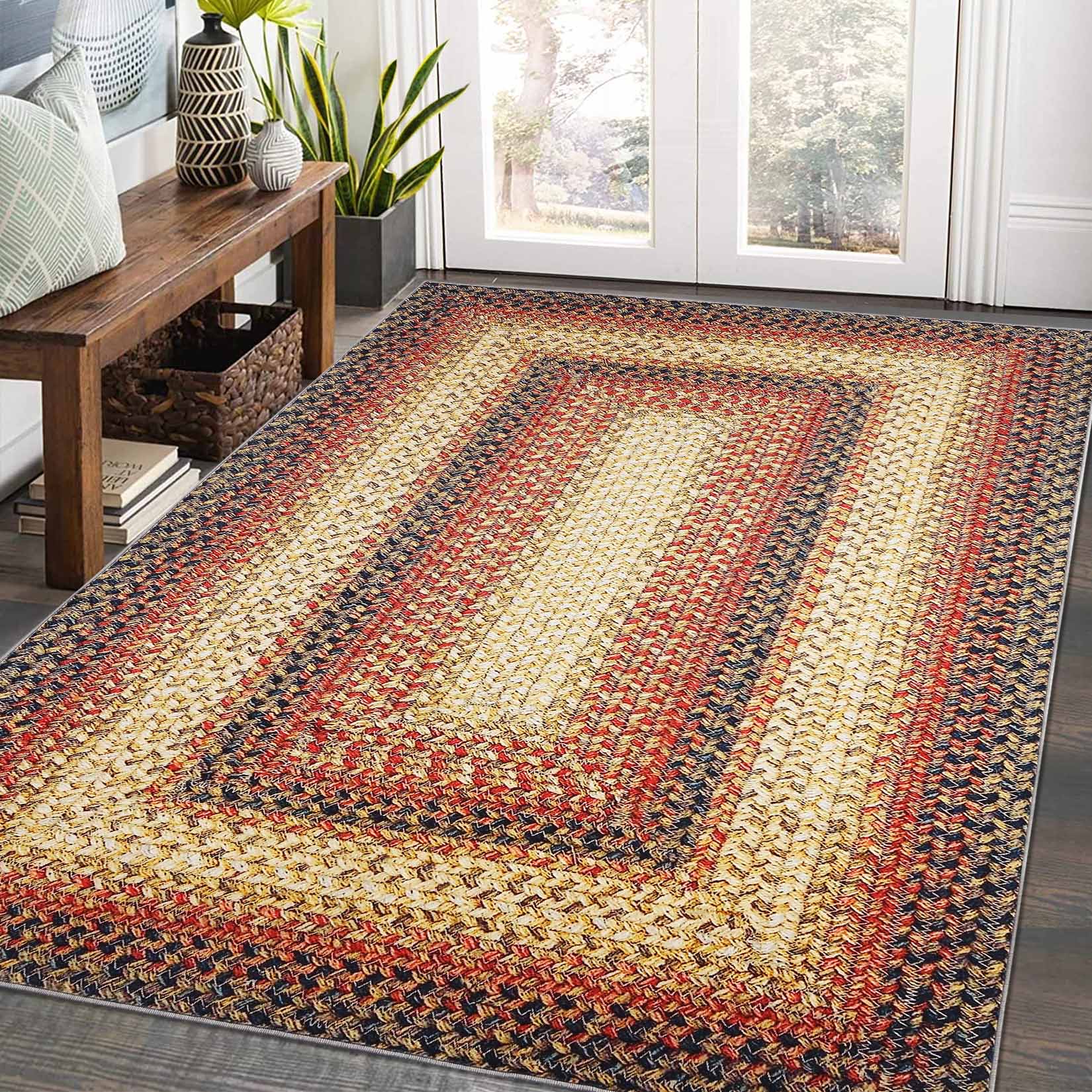 Garvee YXY-LO-PHO-104GF482 3 x 5 (ft) Loomed Polyester Red Rectangular Indoor Ombre Mid-Century Modern Machine washable Area rug