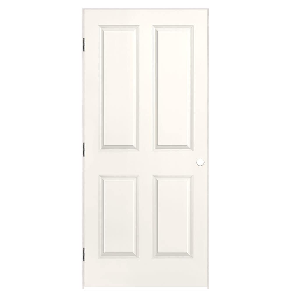 Masonite 1316271 36-in x 80-in Snowstorm Hollow core 4 panel square Right hand Smooth Prefinished Molded composite Flat Jamb Single Prehung Interior Door