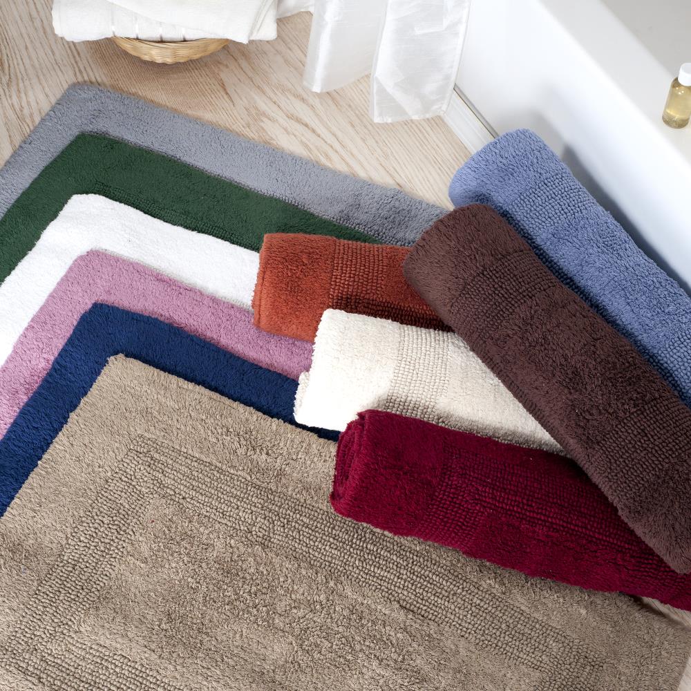 Hastings Home Bathroom Mats 60-in x 24-in Taupe Cotton Bath Mat in