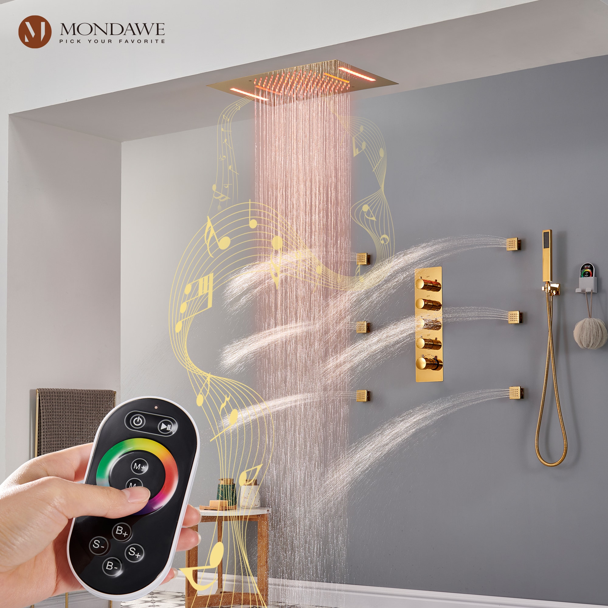 Mondawe MO1791DT-MB Showerhead-Bar-Panels - View #2