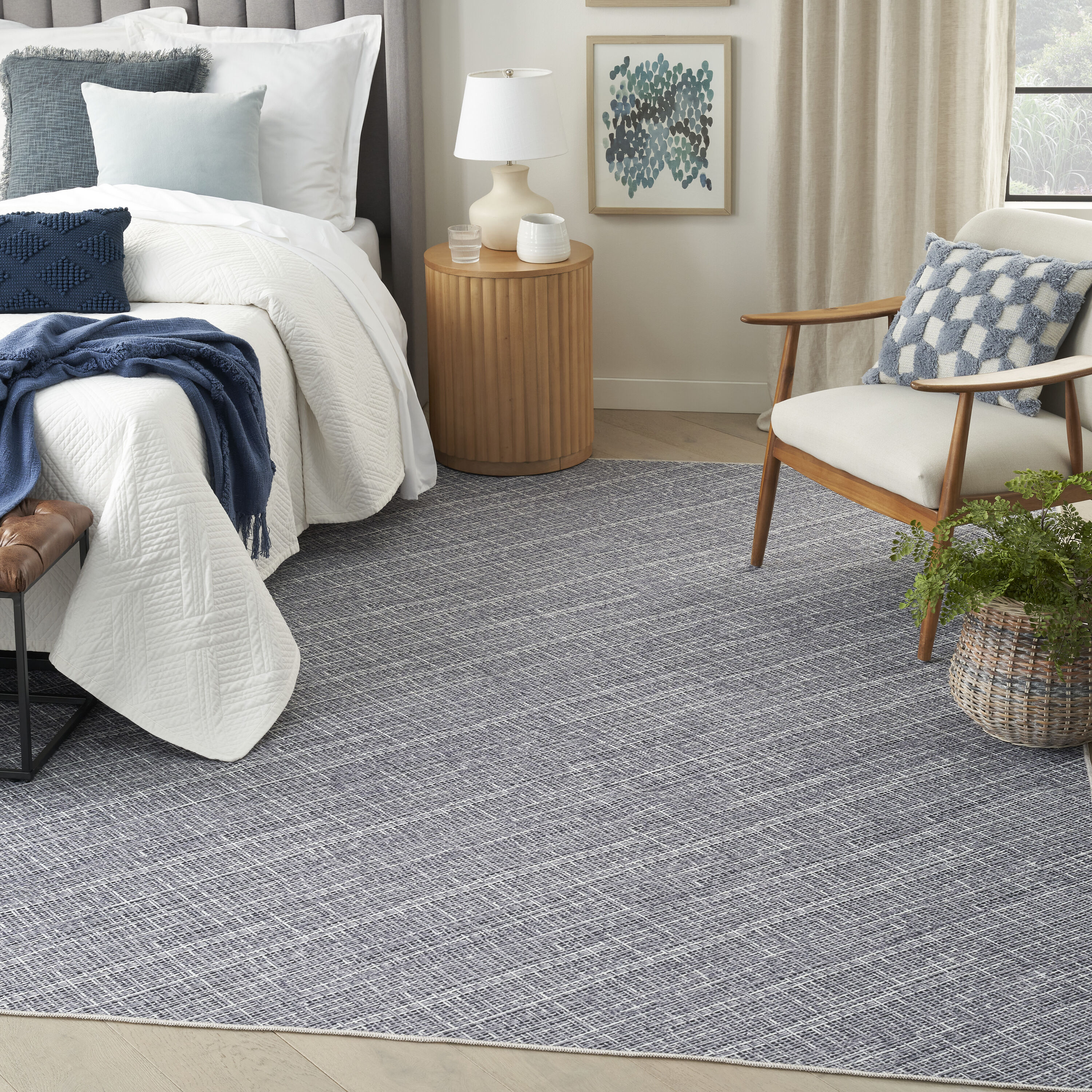 Nourison 099446913357 Washables 5 x 7 (ft) Loomed Grey Rectangular Indoor Abstract Machine washable Area rug