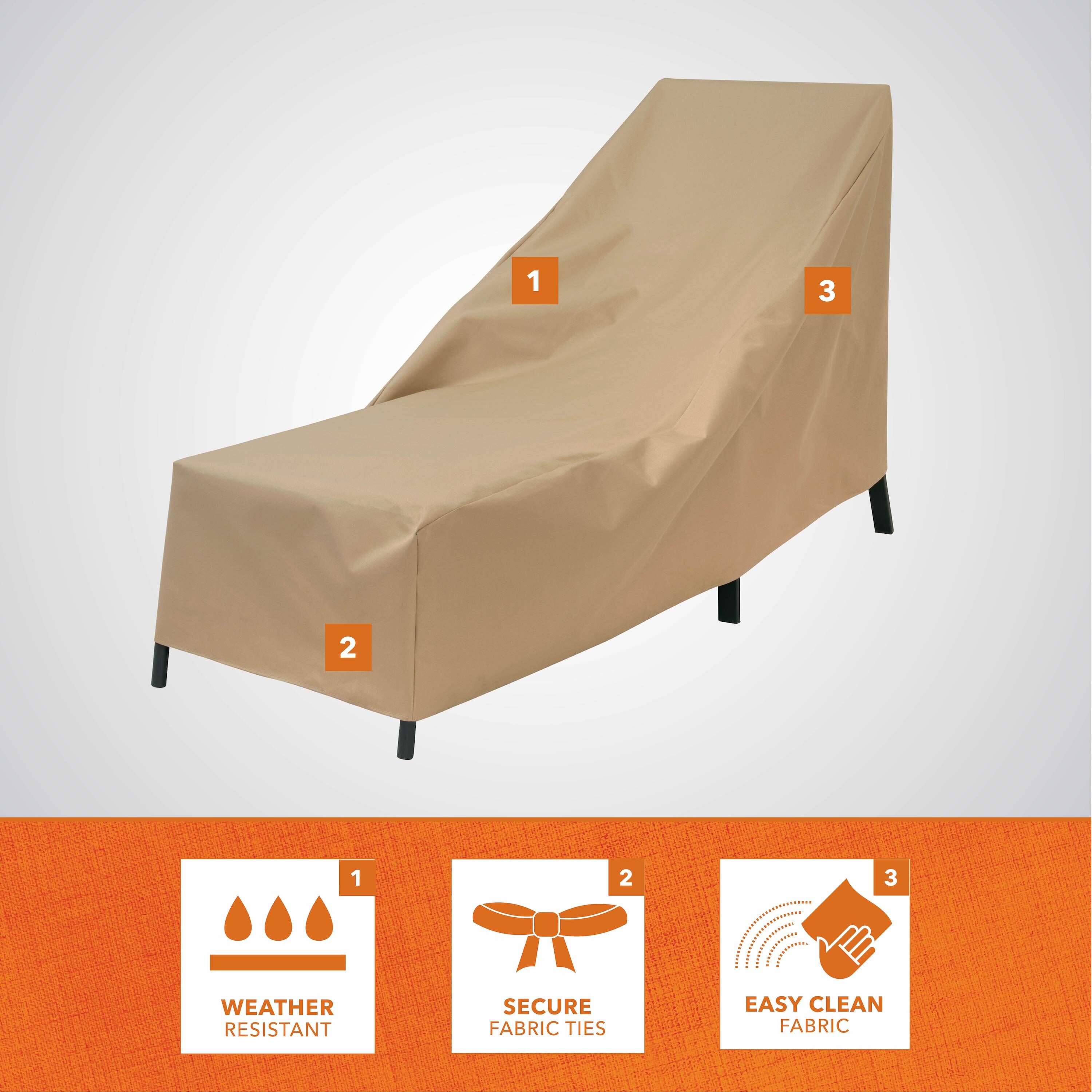 Heavy Duty Beige Waterproof Patio Chaise Lounge Cover