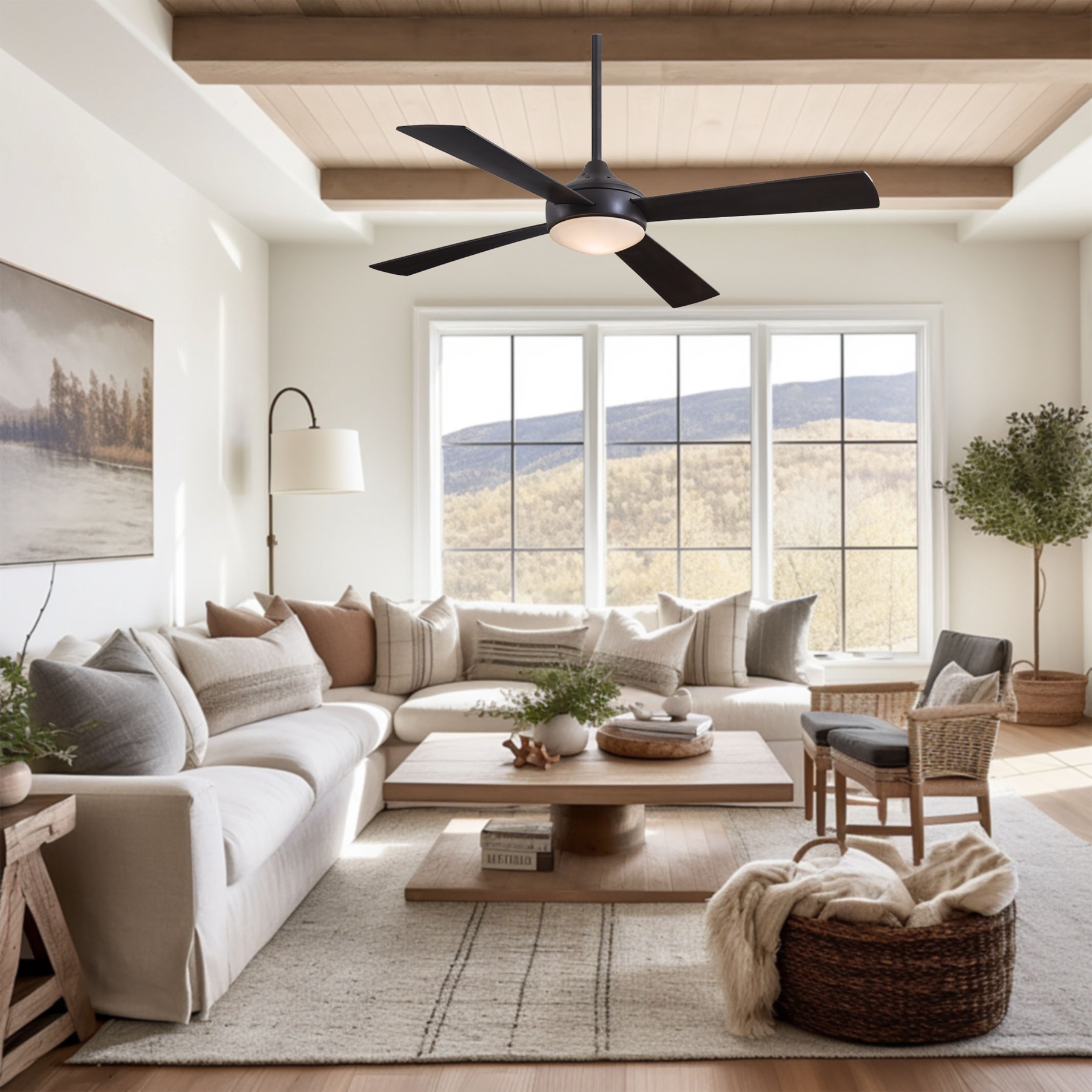 Minka Aire F521L-ORB Aluma 52-in Integrated LED Downrod or Flush Mount Oil Rubbed Bronze with Oil Rubbed Bronze Blades Ceiling Fan With Light ( 4 -Blade )