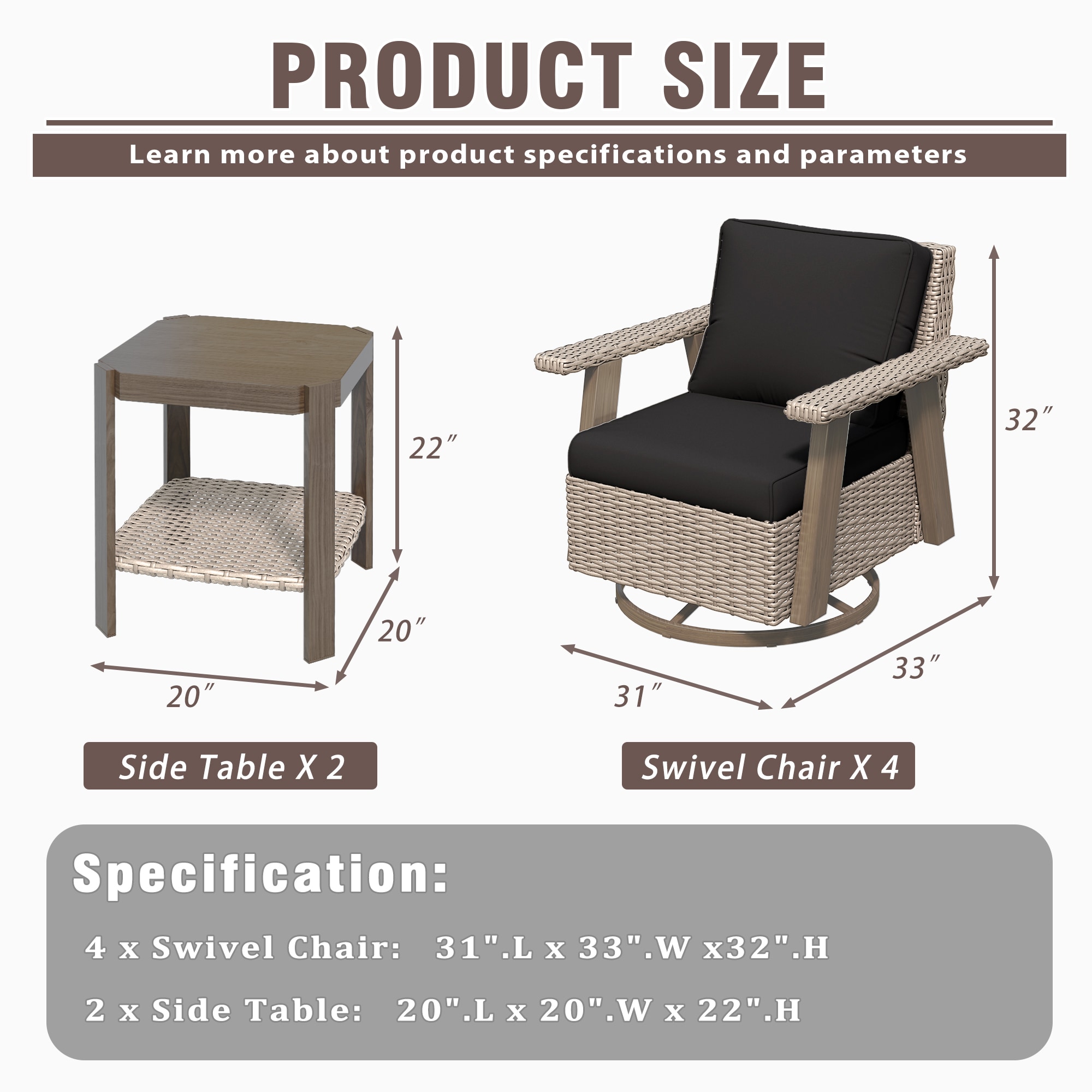 Gardenbee 2XM48M49-BLK Patio-Conversation-Sets - View #6
