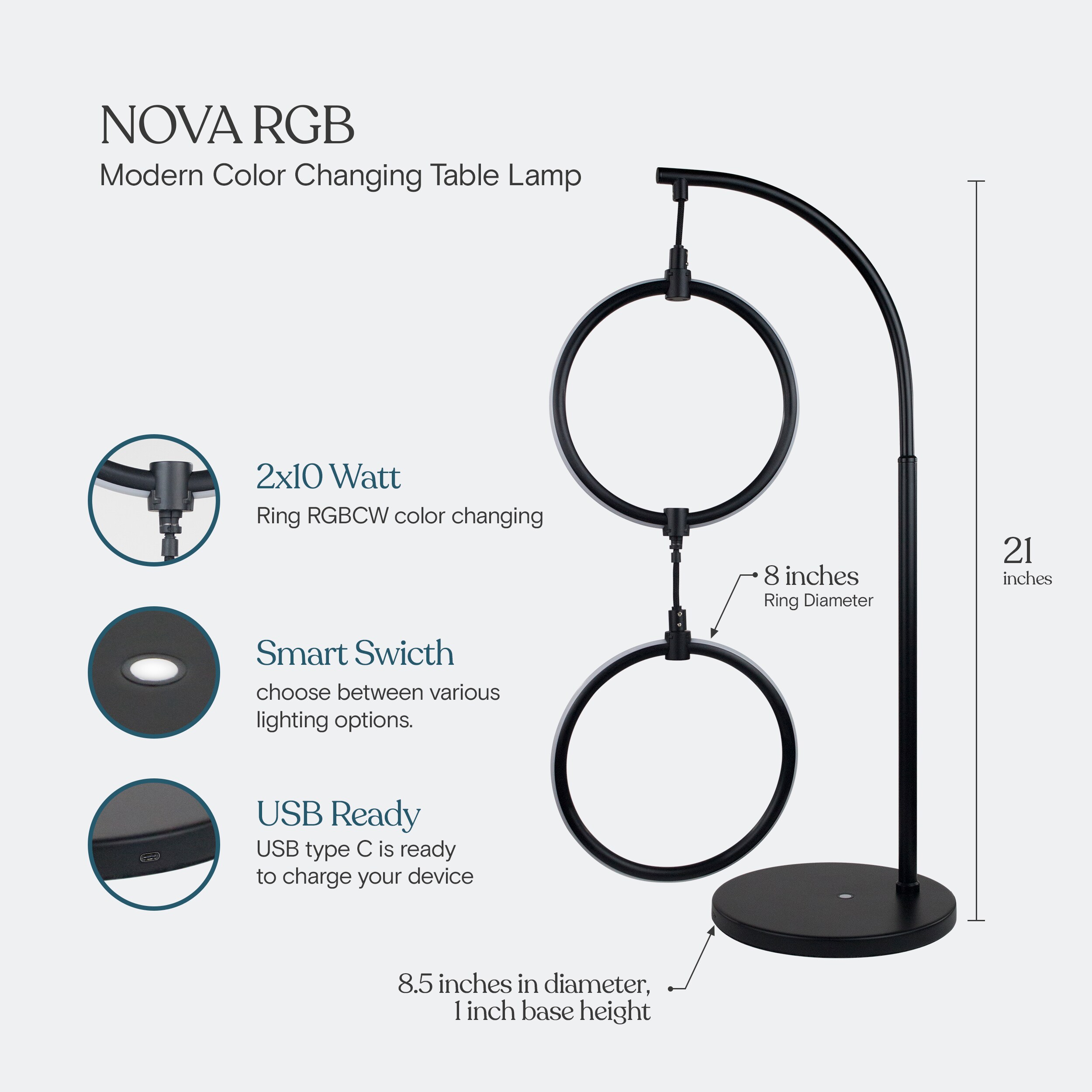 Brightech TL-NVARGB-BLK Table-Lamps - View #3