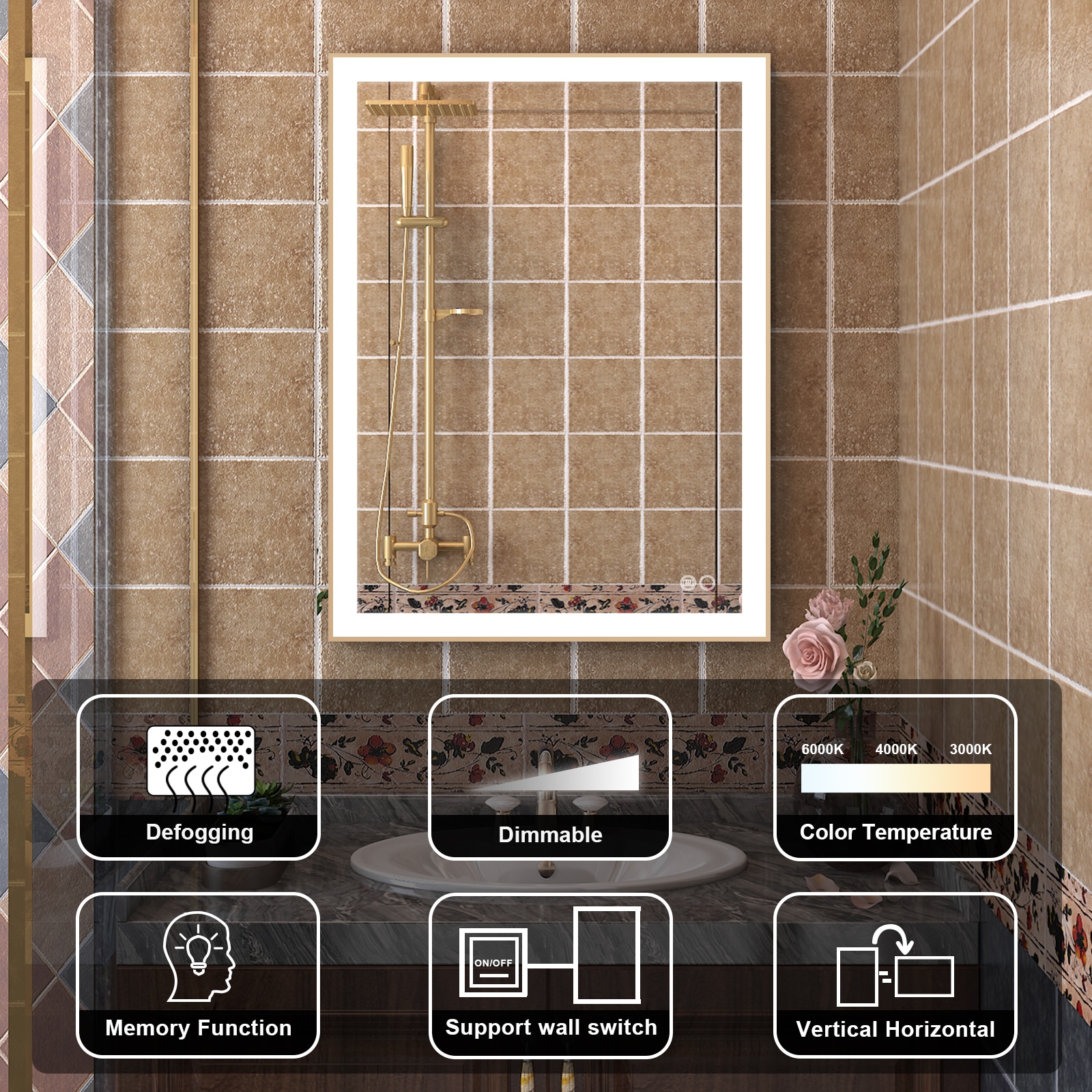 WELLFOR W5FM2432GD Framed-Bath-Mirrors - View #14