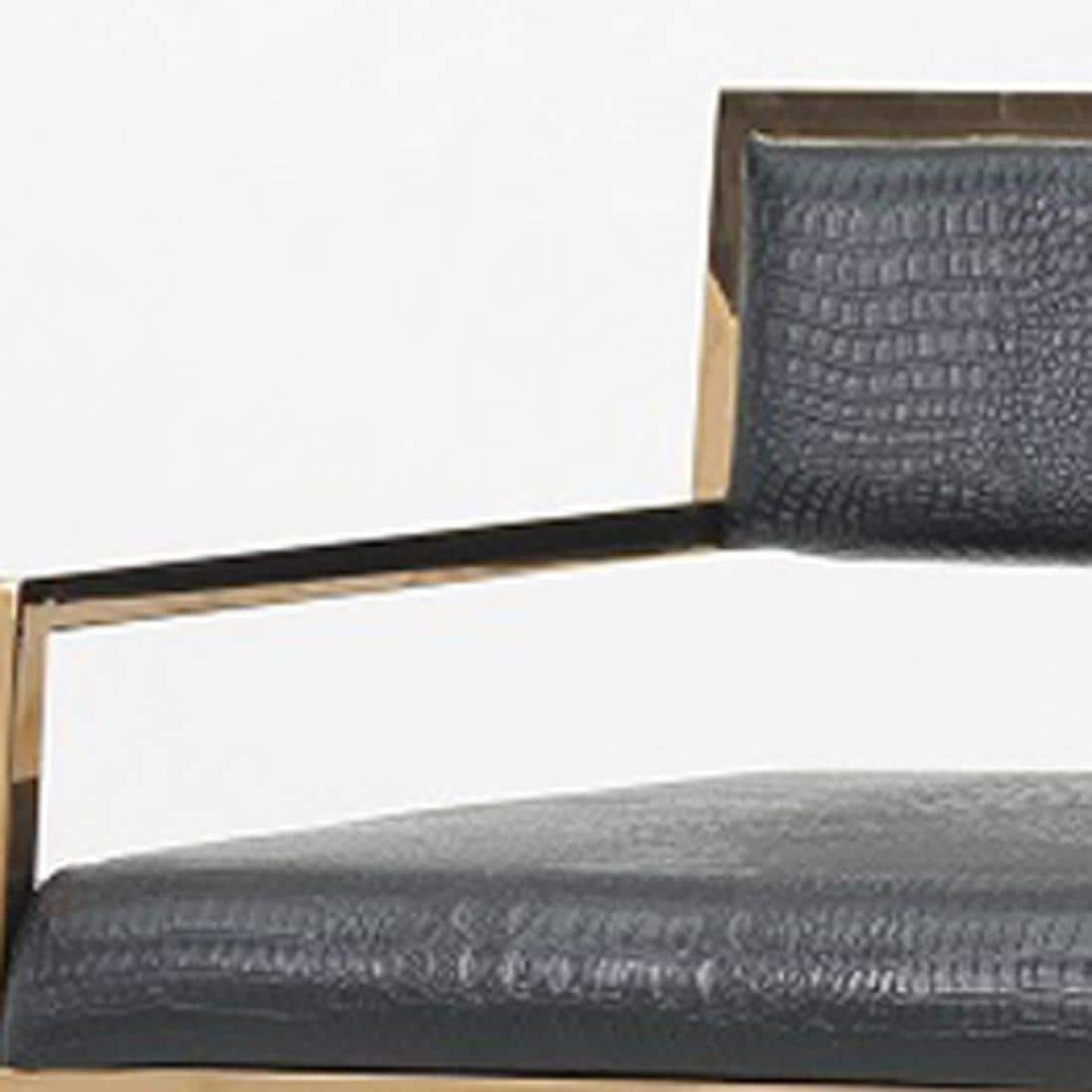 30" Glam Black Faux Leather Dining Chair with Rosegold Metal Legs