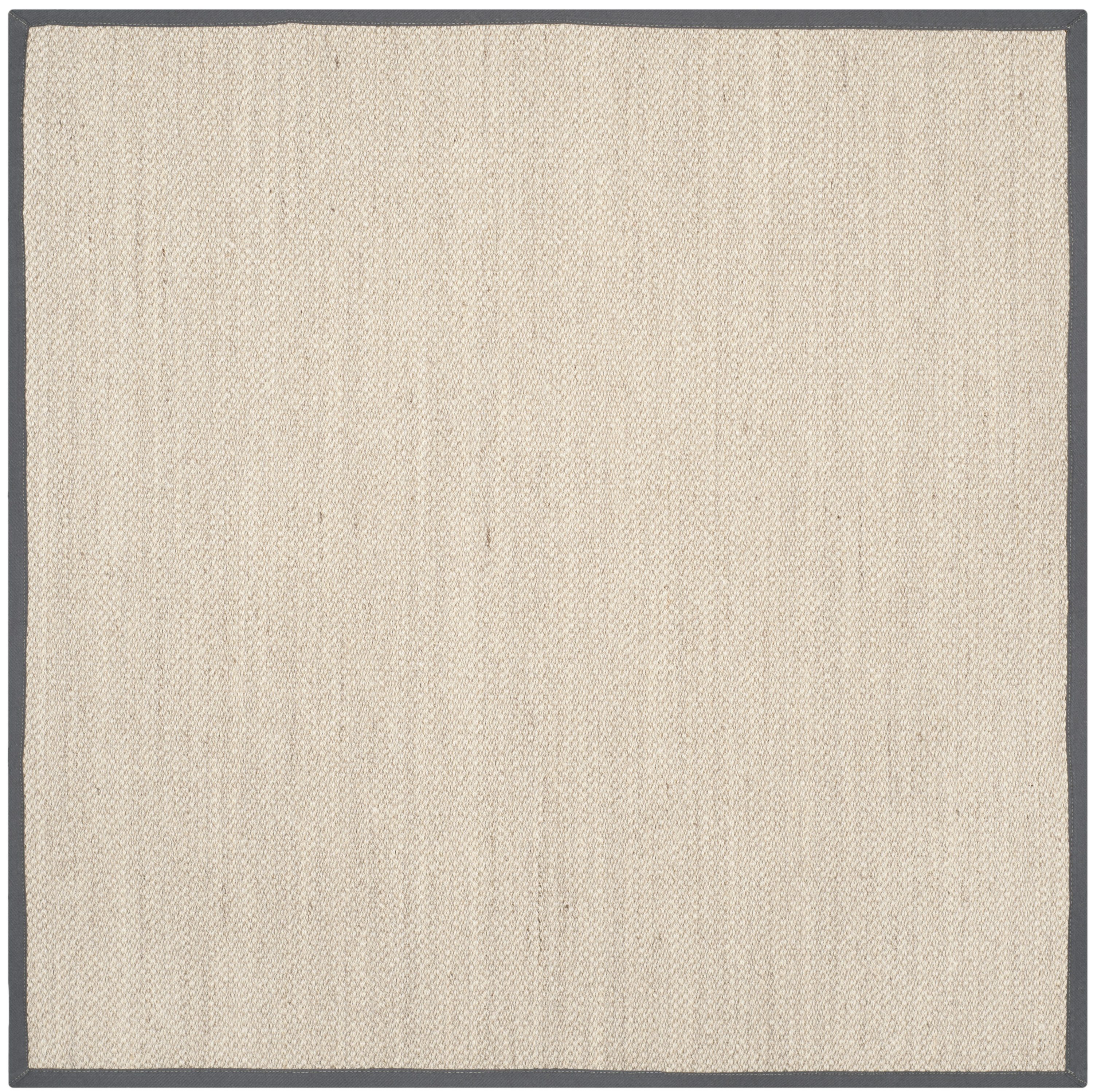 Safavieh NF143D-8SQ Natural Fiber Pines 8 x 8 (ft) Loomed Sisal Marble/Dark Gray Square Indoor Solid Coastal Area rug