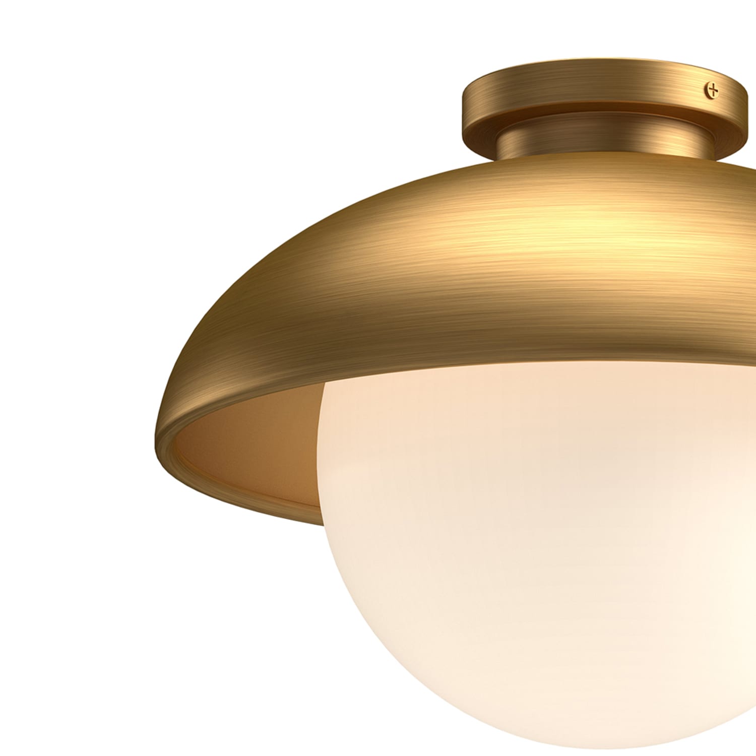 Aged Gold and Opal Matte Glass Globe Flush Mount