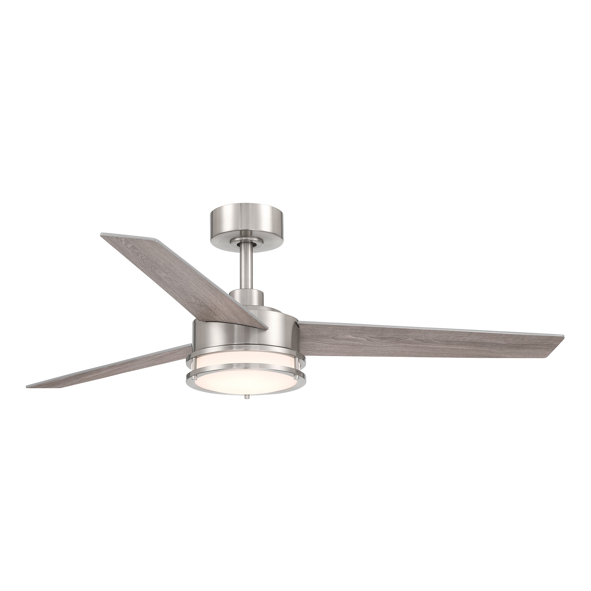 Designers Fountain Cassini 52-in Brushed Nickel with Silver Blades Color-changing Integrated LED Indoor/Outdoor Flush Mount Smart Ceiling Fan with Light and Remote (3-Blade) FS-CSN52RGB-BN Sansujyuku sansujyuku.com