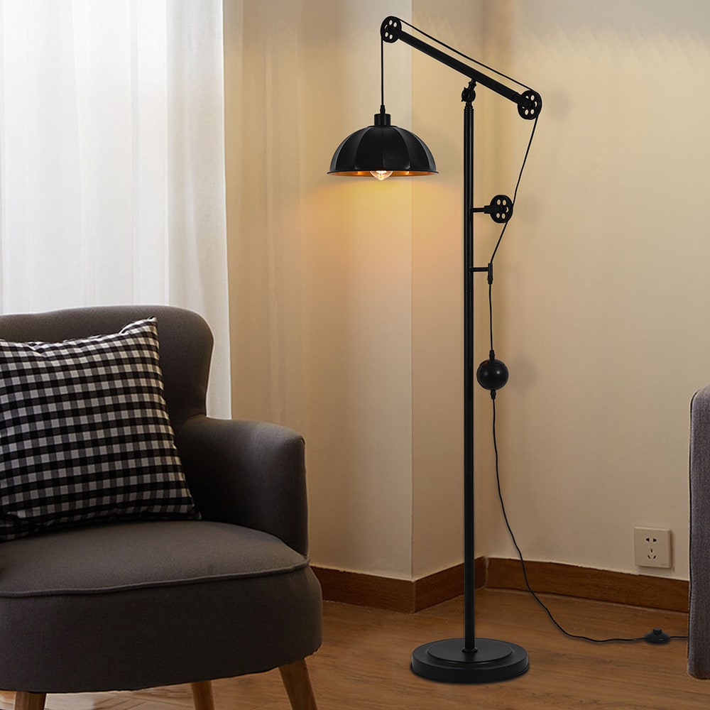 Oukaning 47-in Modern LED Black Stick Vertical Corner Floor Lamp