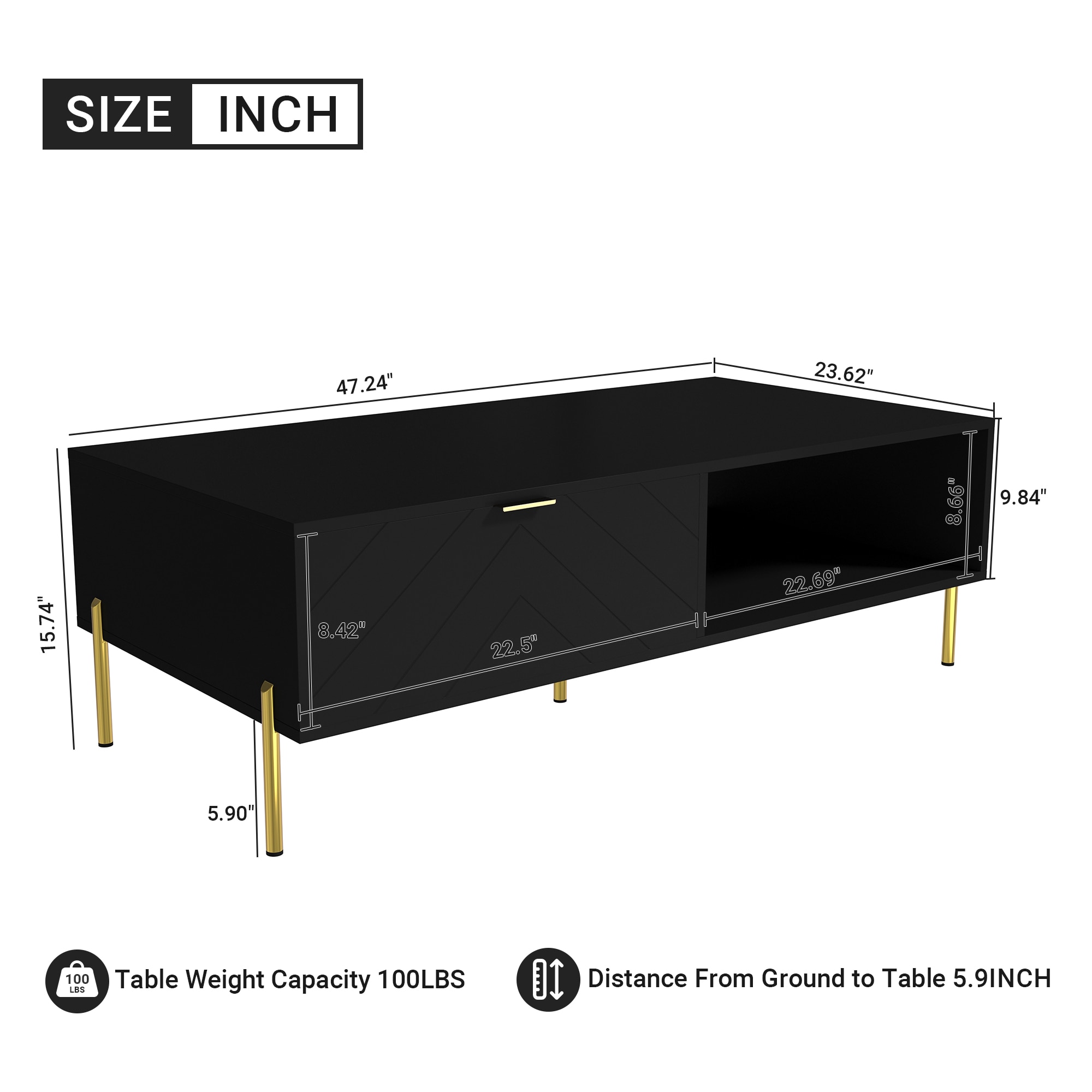 Clihome CL02WC011BK Coffee-Tables - View #8