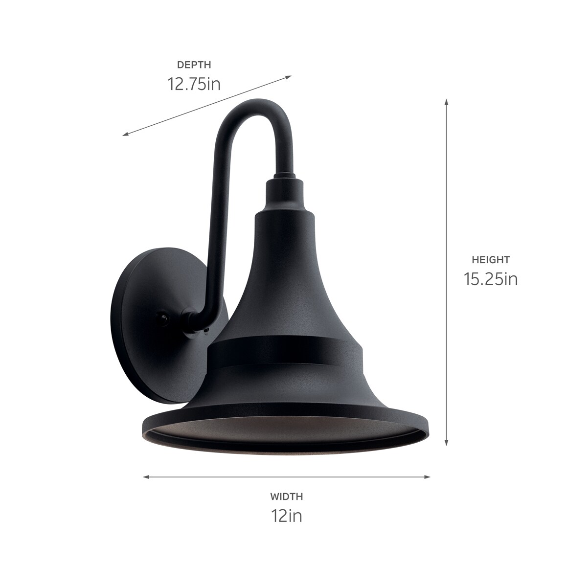 Hampshire Textured Black Bell-Shaped Outdoor Wall Light