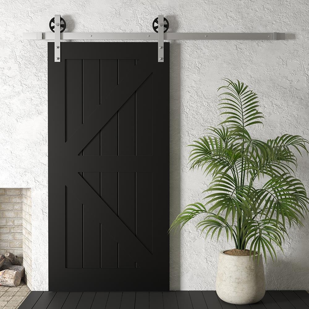Urban Woodcraft 40-in x 83-in Painted Espresso K-frame Prefinished Pine MDF Single Barn Door (Hardware Included)