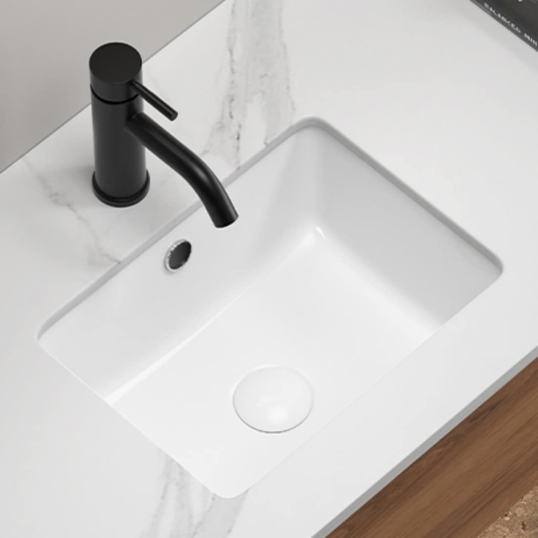 Tatayosi JL2P326486 Undermount Bathroom Sink White Rectangle Porcelain Ceramic Vessel Sinks Deep Basin with Overflow Lavatory Vanity Sink Mounted Under the Counter