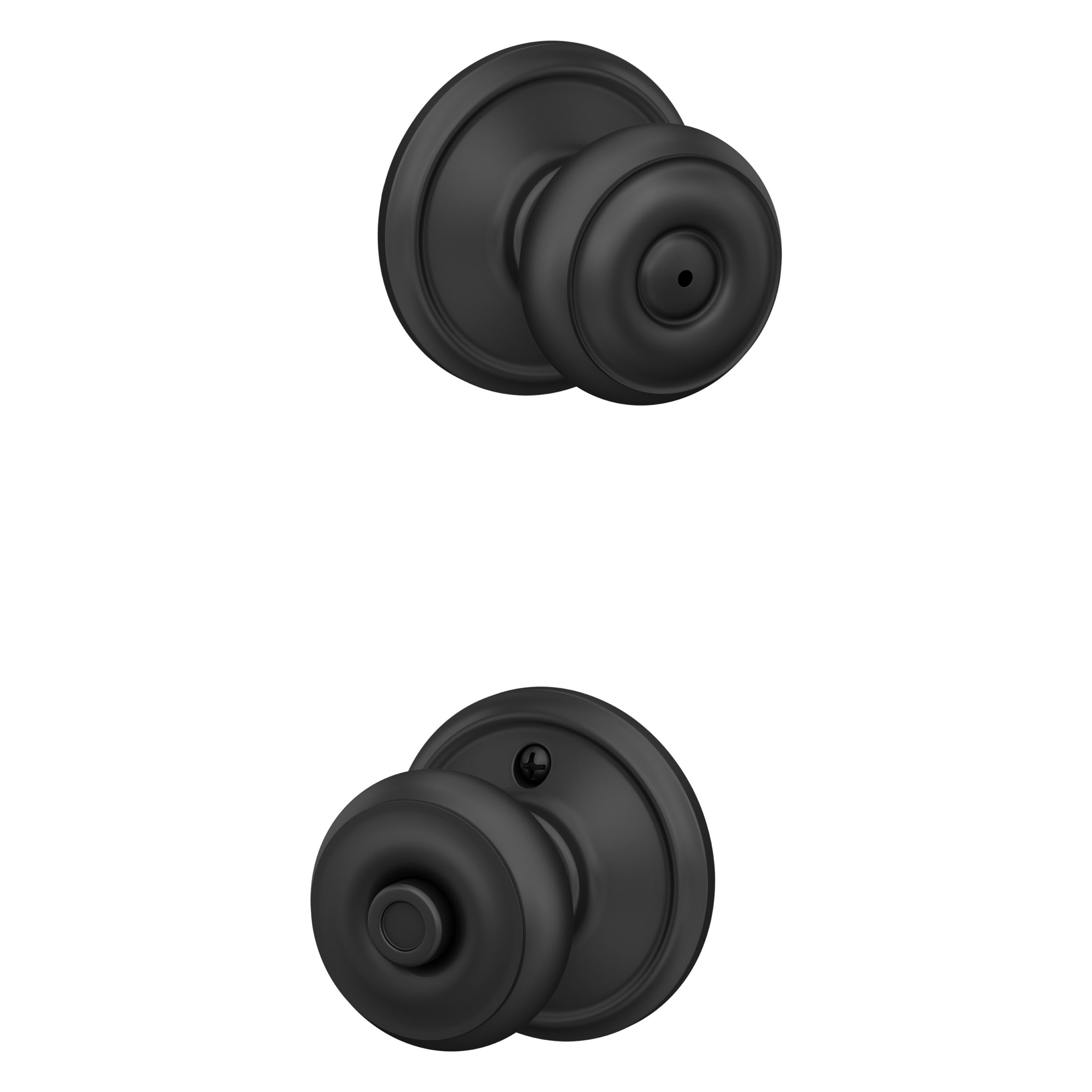 Schlage Georgian Matte Black Interior Bed/Bath No Deadbolt Privacy Door Knob