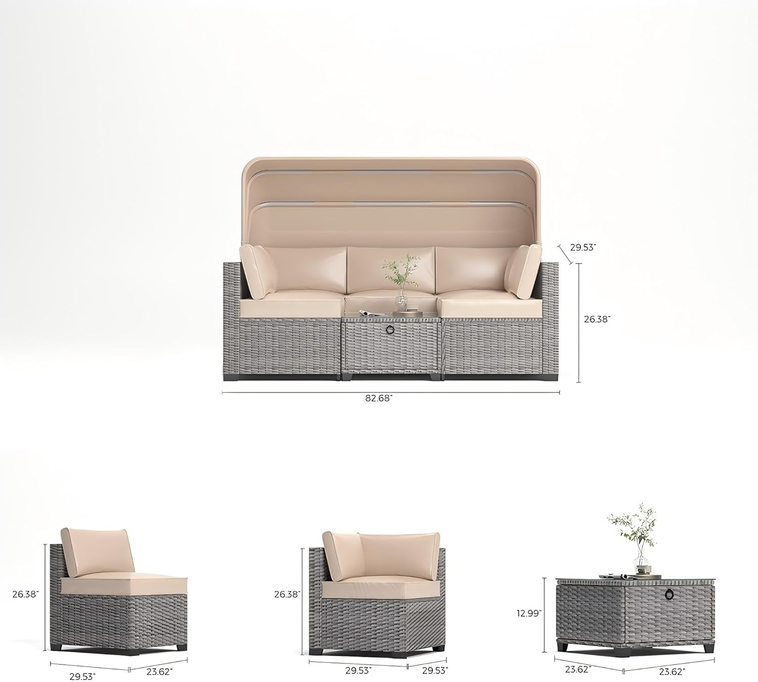 Garvee LS-PATIOHAIBBEIGE2 Patio-Conversation-Sets - View #2