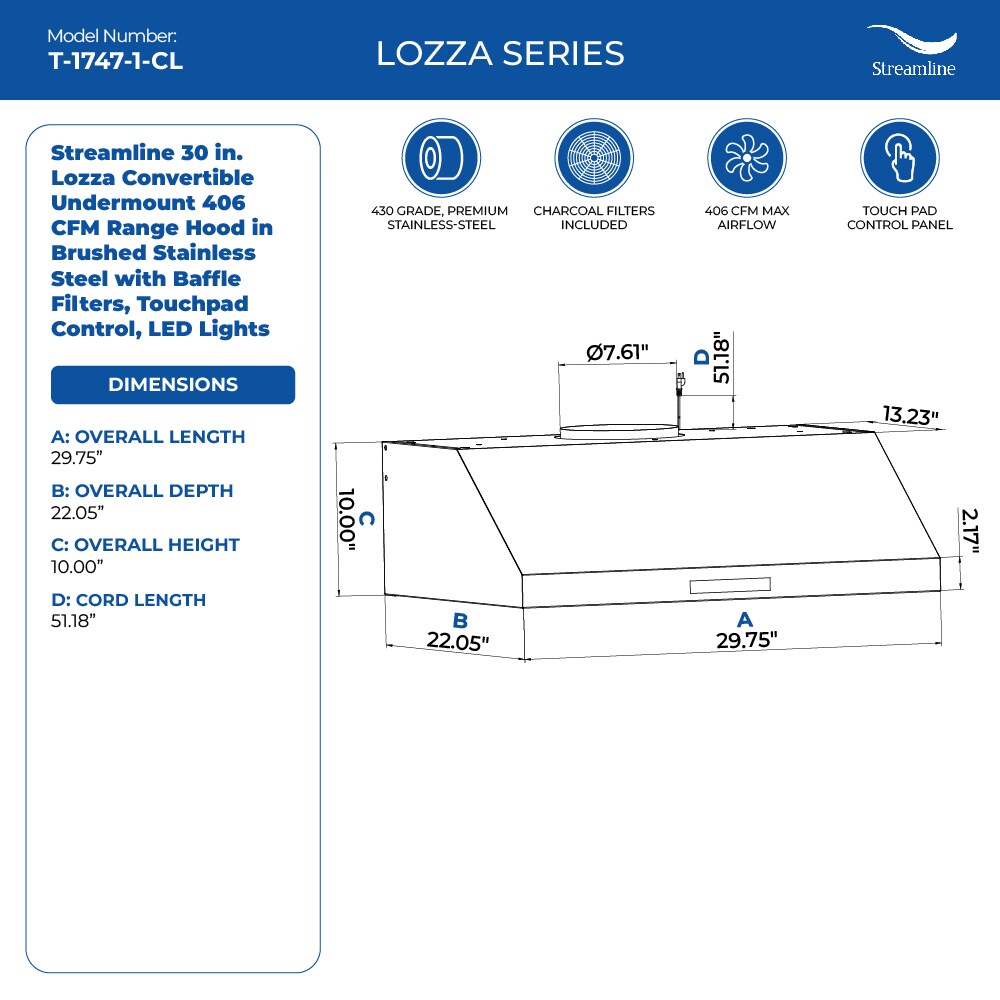 Streamline T-1747-1-CL Undercabinet-Range-Hoods - View #8
