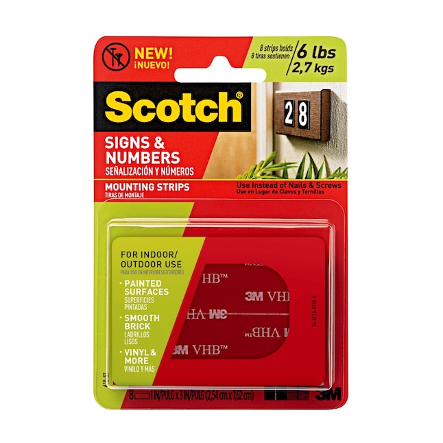 Scotch Signs and Numbers Mounting Strips 8-Pack 1-in x 0.25-ft