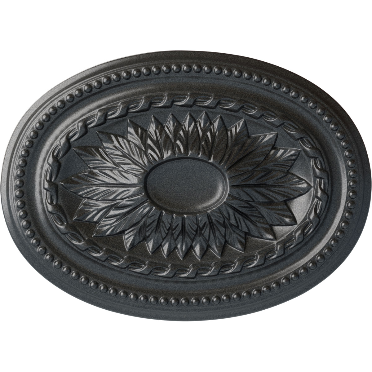 Ekena Millwork CM18SAPES Saverne 13.5-in W x 18.5-in L Painted Pewter Polyurethane Whole Ceiling Medallion