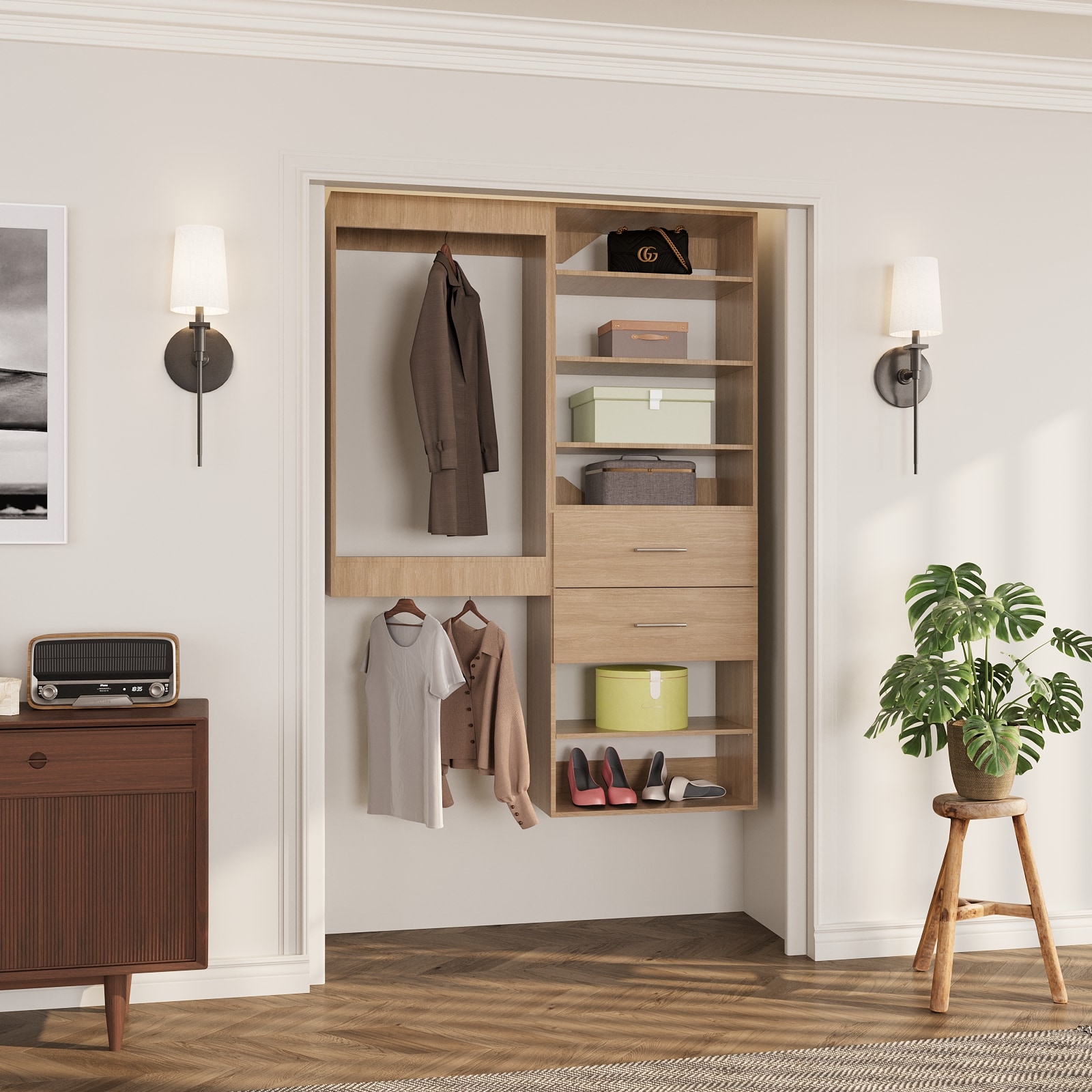 LOVMOR LO-MODEL14-19-ZJL Wood-Closet-Shelves - View #3