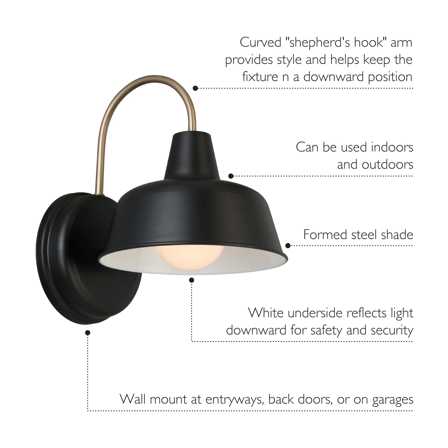 Matte Black and Gold 11" Industrial Wall Light