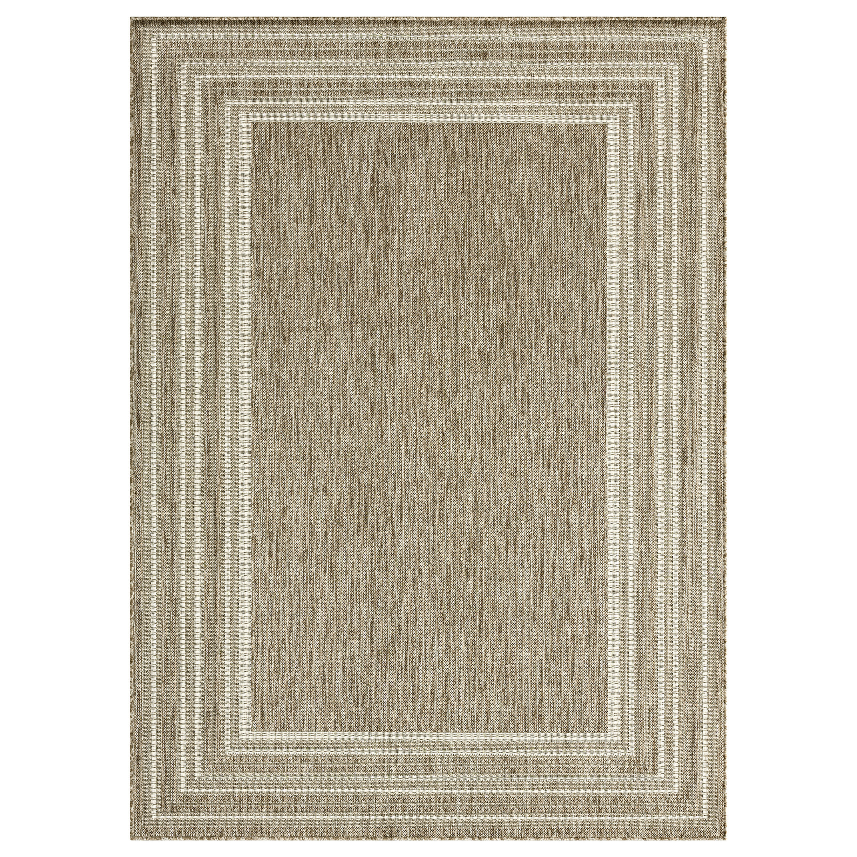 Nicole Miller 1-2768-211 8 x 10 (ft) Loomed Polypropylene Taupe Rectangular Indoor/Outdoor Border Area rug