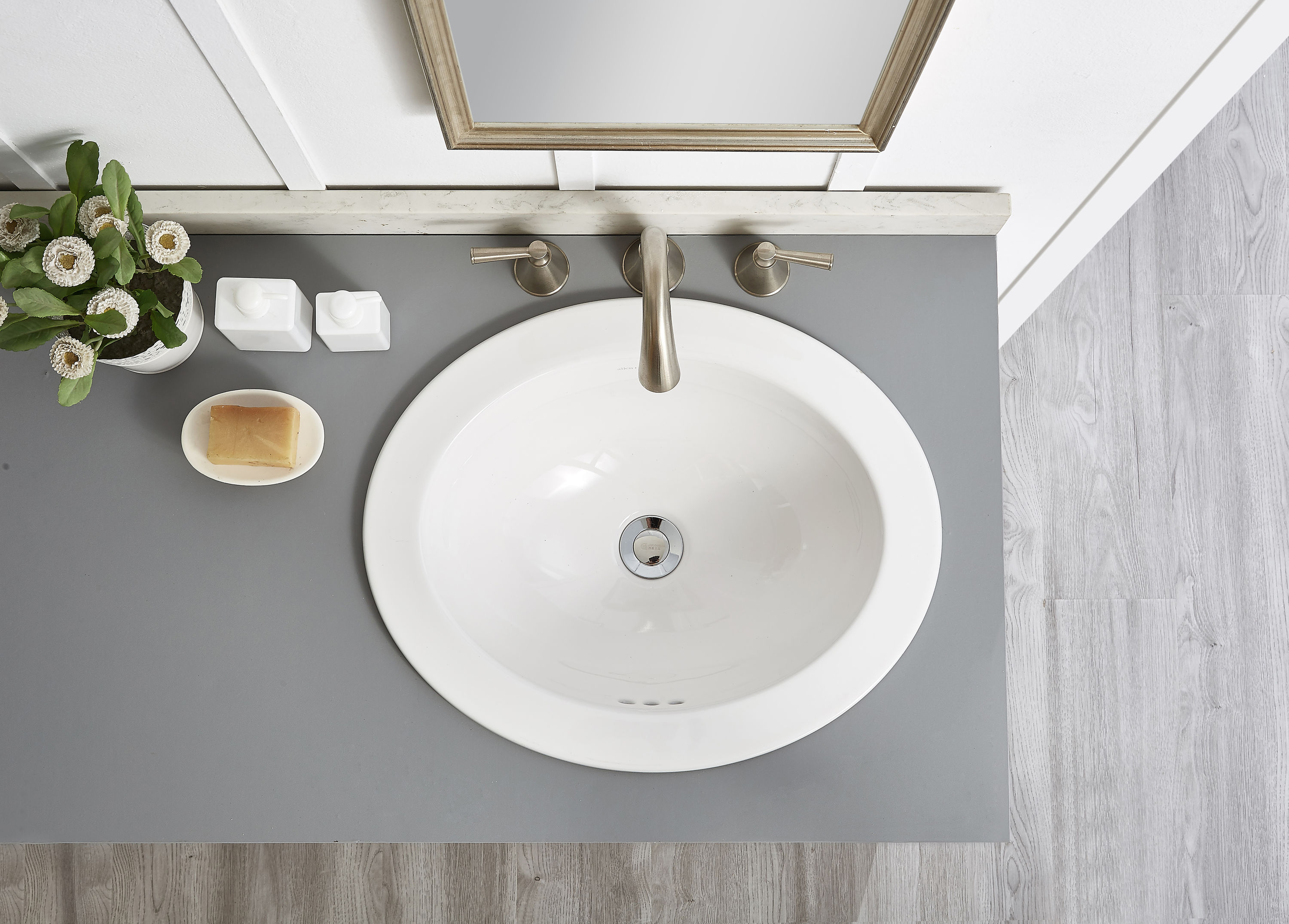 Elavo 20-1/2 in. Oval Porcelain Ceramic Drop-In Top Mount Bathroom Sink in  White with Overflow Drain