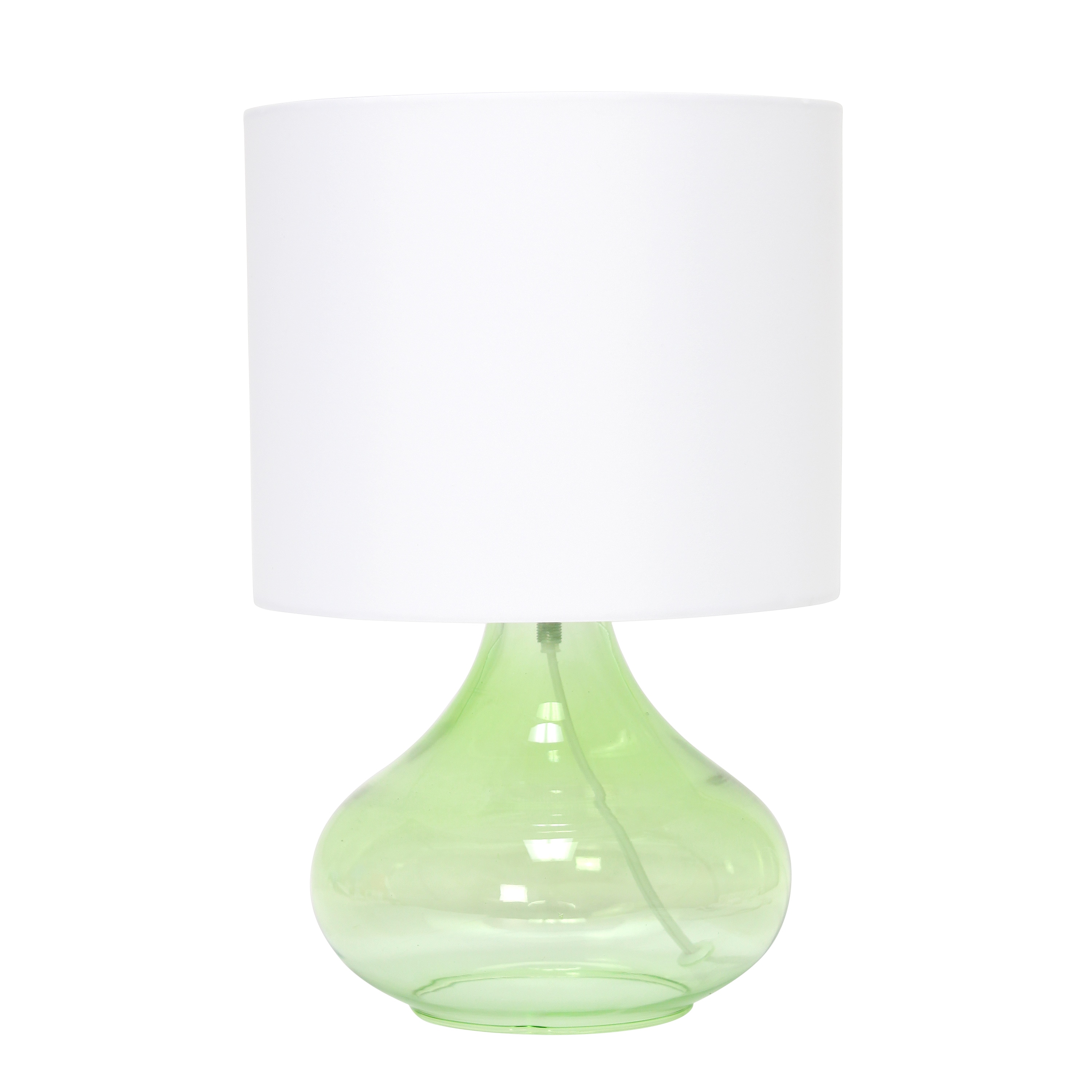Simple Designs LT2063-GRW 13.75-in Green + White LED On/Off switch Table Lamp with Fabric Shade