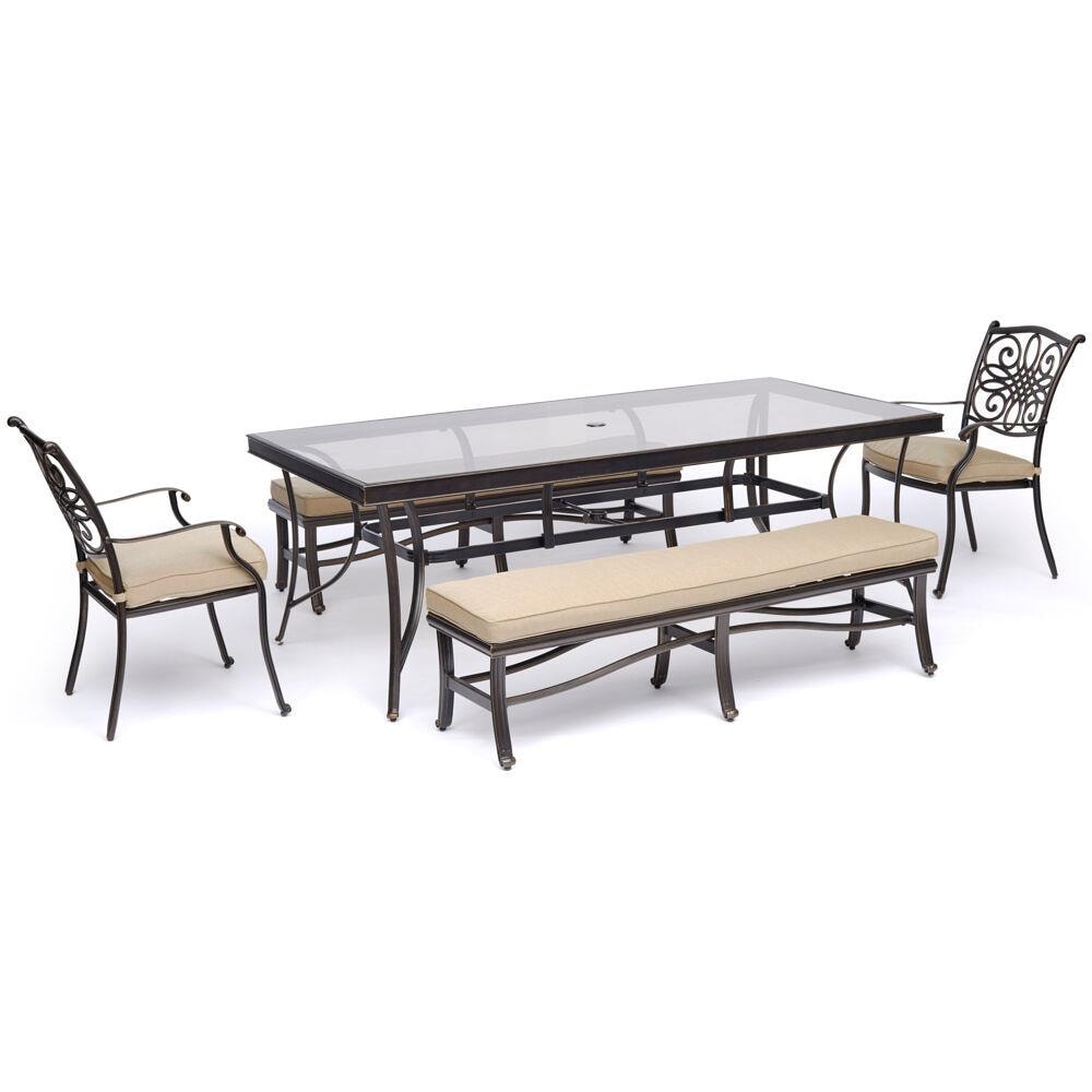 Hanover TRADDN5PCGBN-TAN Traditions 5-Piece Bronze Patio Dining Set with Tan Cushions