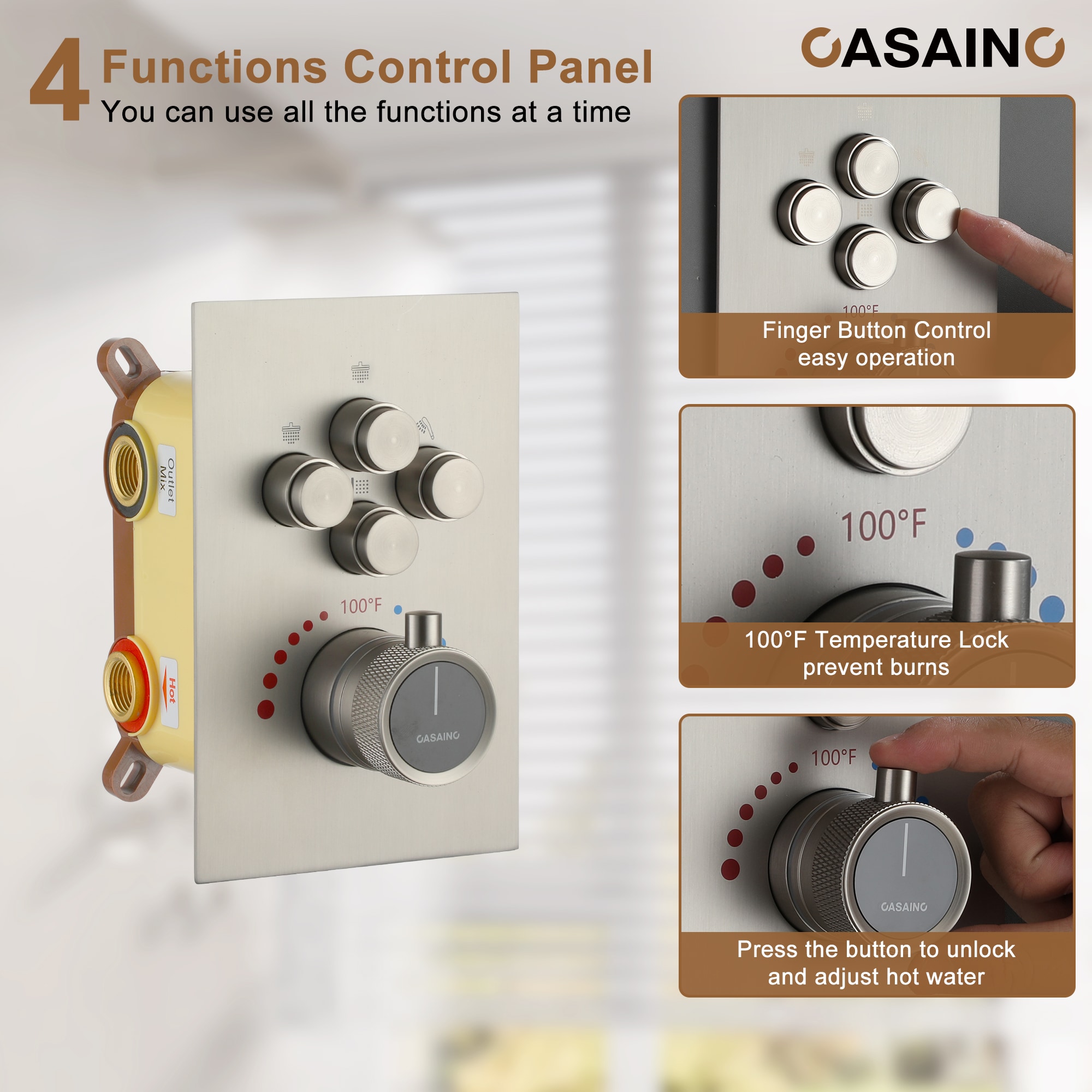 CASAINC CS6228-12BN Showerhead-Bar-Panels - View #9