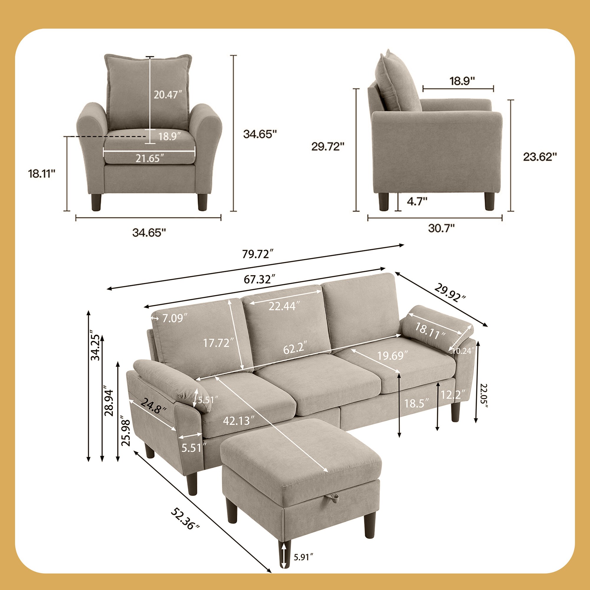 Jarenie YMX2602BE Living-Room-Sets - View #3