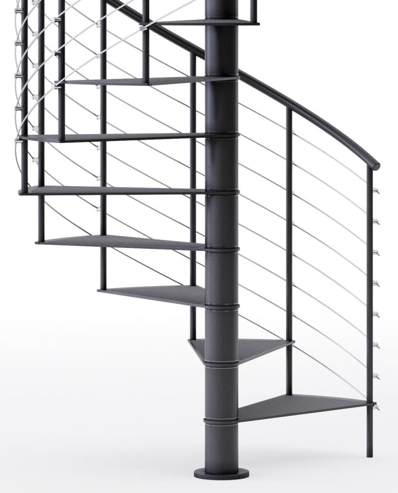 Mylen Stairs Hayden 60-in x 15.75-ft 1 Platform Rails Black Spiral ...