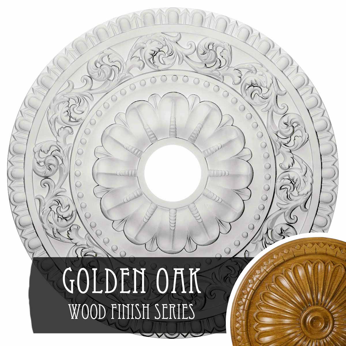 Ekena Millwork CM23VAGOS Vaduz 23.5-in W x 23.5-in L Golden Oak Polyurethane Ceiling Medallion