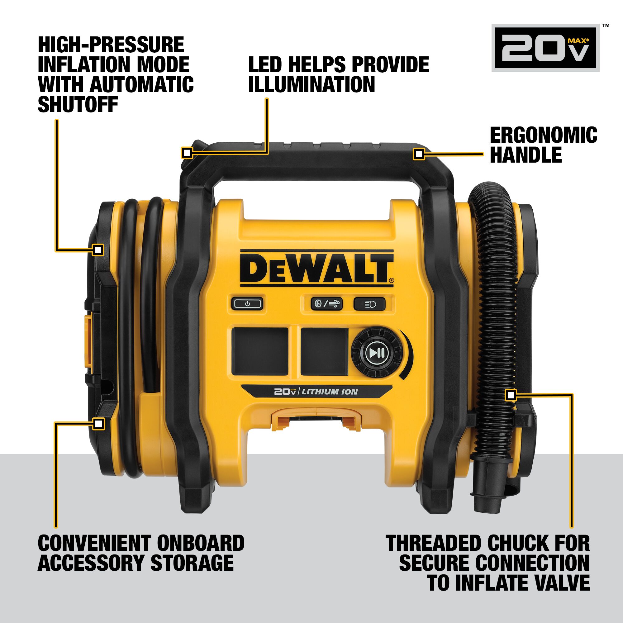 DEWALT 110-volt Lithium Ion (li-ion) Air Inflator (Power Source: Battery/Car/Electric)  in the Air Inflators department at