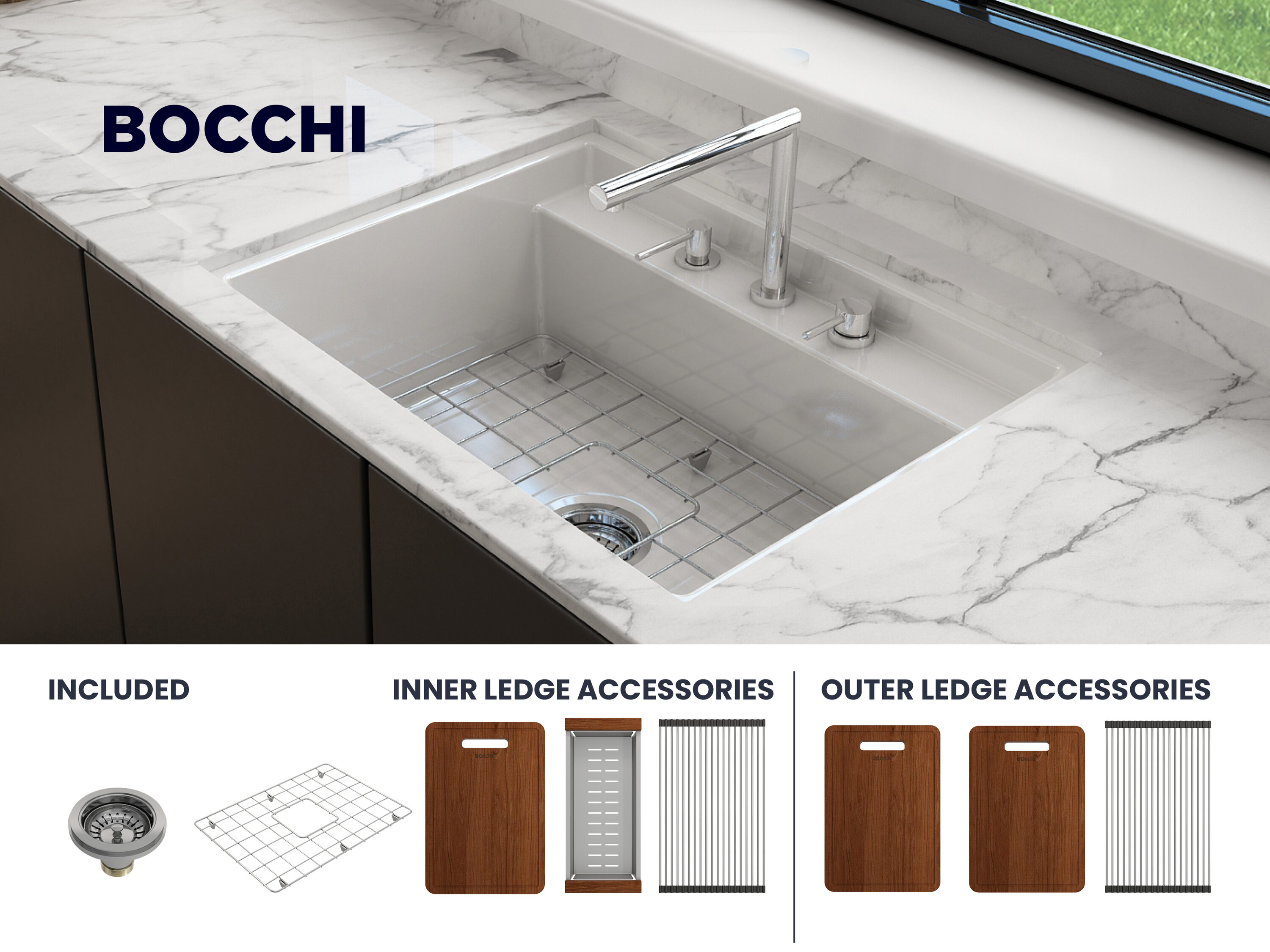 White Fireclay 27-Inch Single Bowl Drop-In Kitchen Sink