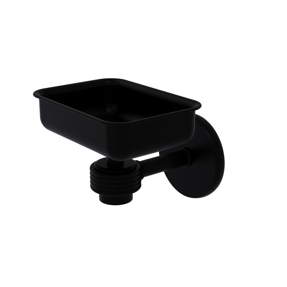1pc Punch Free Wall Mounted Soap Dish, Black Plastic Soap Holder