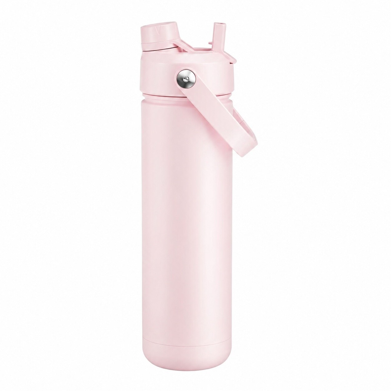 Etokfoks  26 oz Cotton Candy Pink Family Stainless Steel Insulated Leakproof Foldable Handle Straw Sports Water Bottle