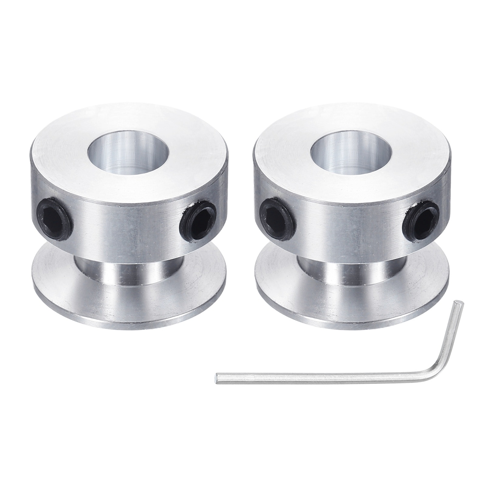 Unique Bargains 2pcs Single Groove Pulley 8mm Fixed Bore 20mm Outer Diameter Aluminum Alloy Mechanical Belt Pulley with Hex Wrench for 6mm PU Round Belt #S26042400UX5580