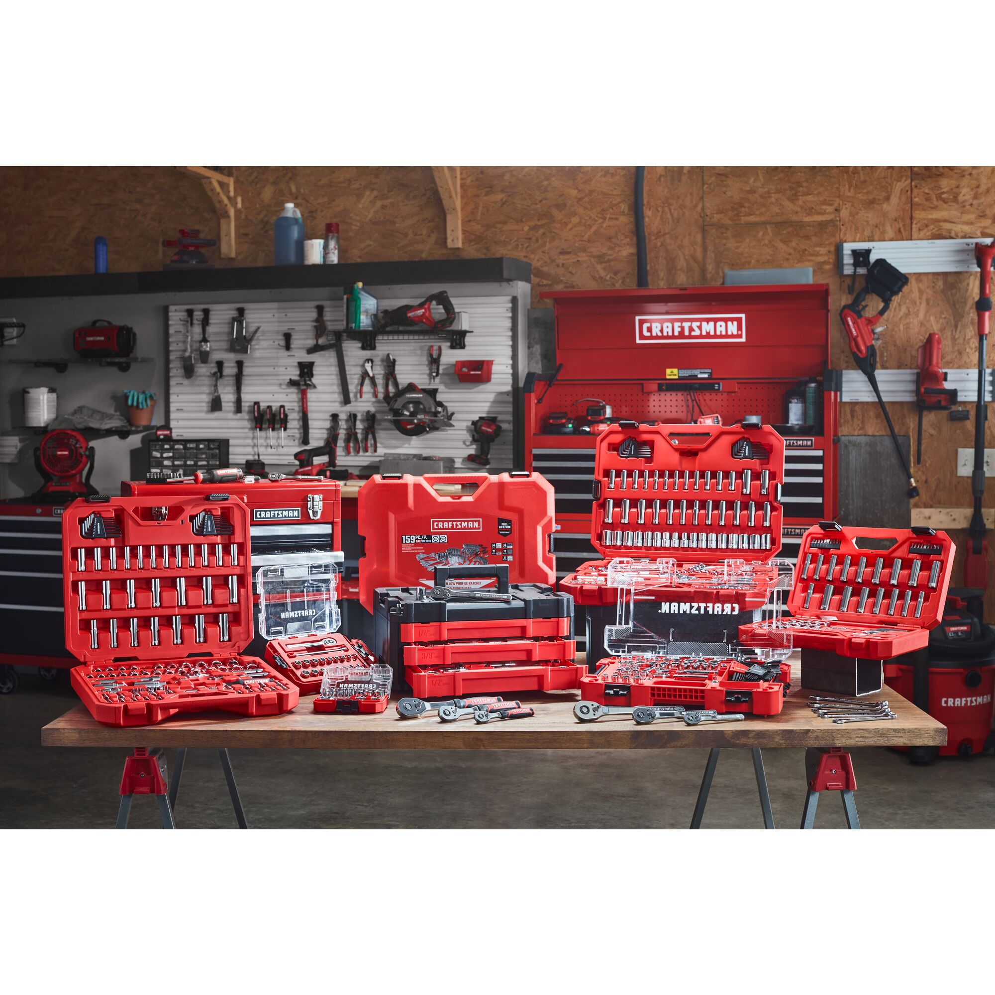 CRAFTSMAN 262-Piece Standard (SAE) and Metric Combination Polished Chrome Mechanics  Tool Set with Hard Case in the Mechanics Tool Sets department at