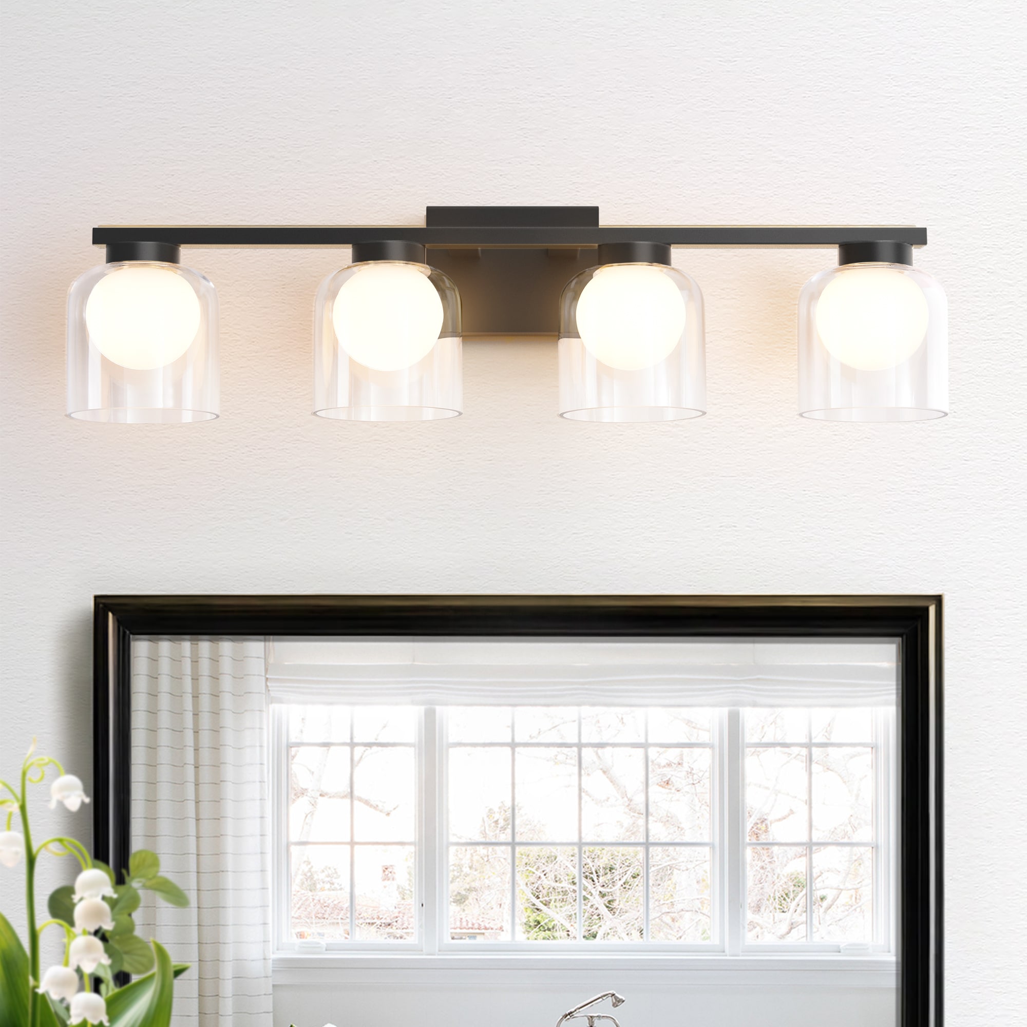 Maxax MX21045-W4BK Kelvion 28.35-in 4 -Light Matte Black Integrated LED Modern/contemporary Vanity light